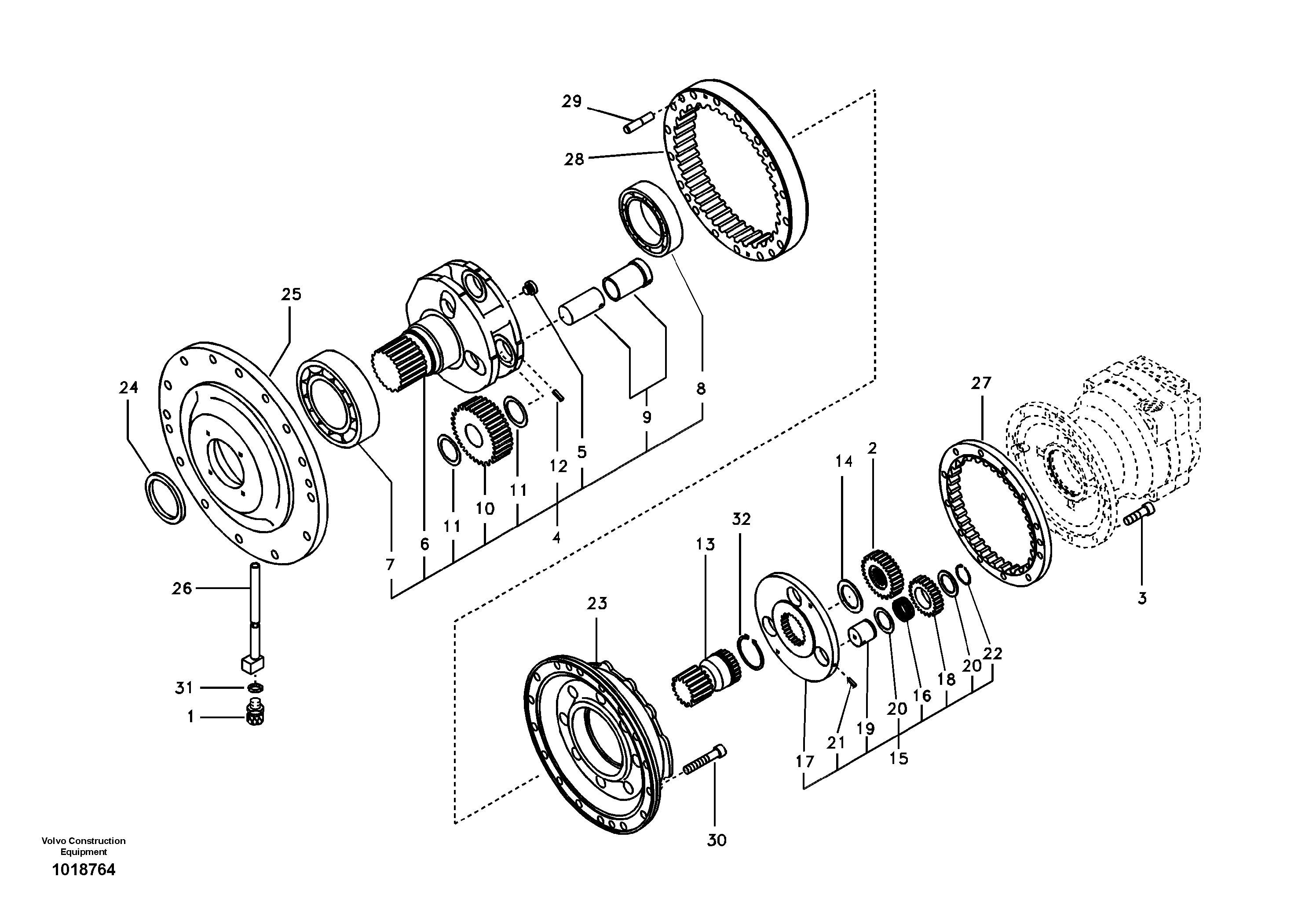 Схема запчастей Volvo EC290B - 97961 Swing gearbox EC290B
