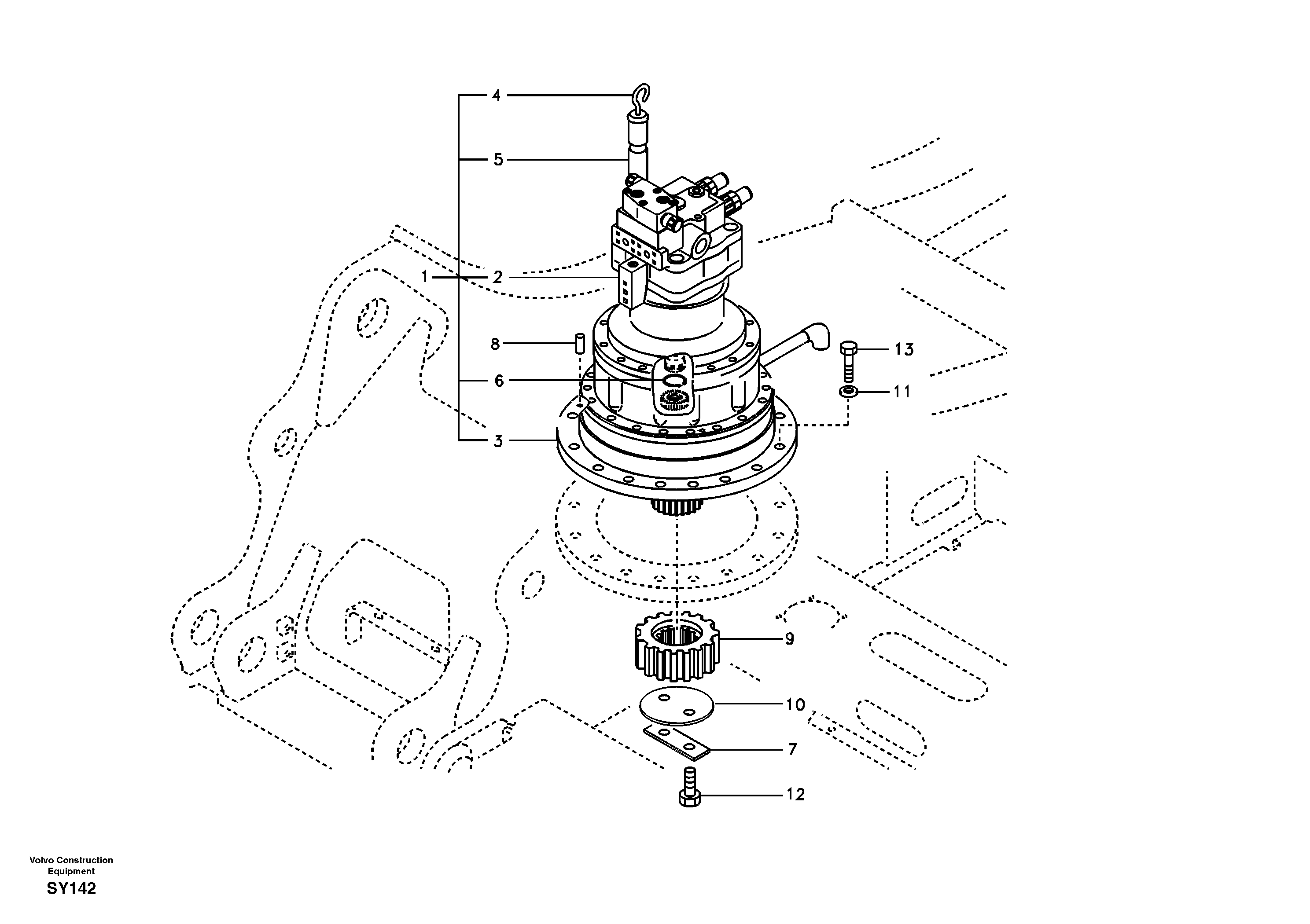 Схема запчастей Volvo EC290B - 73454 Swing motor with mounting parts EC290B
