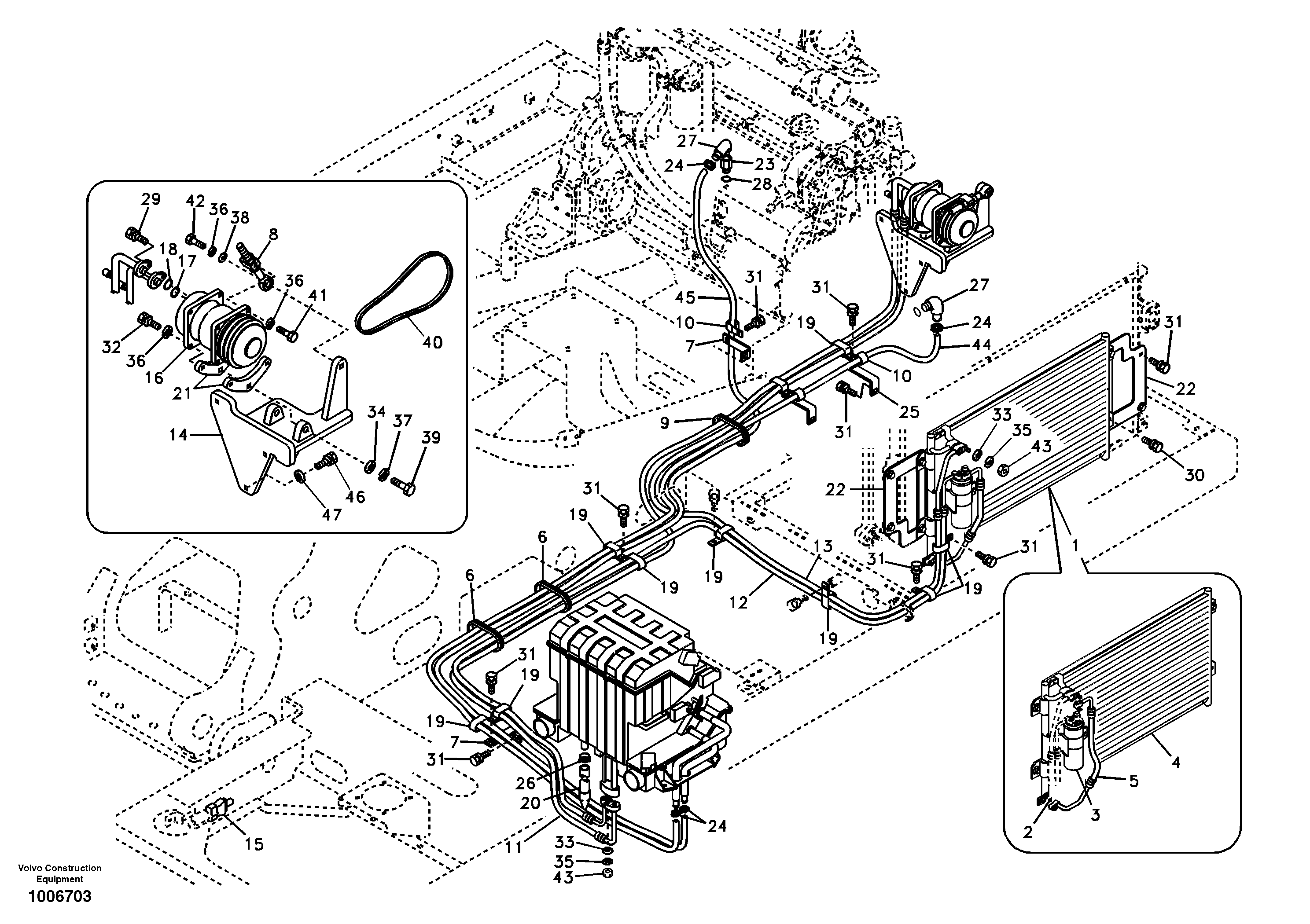 Схема запчастей Volvo EC290B - 73303 Air conditioning line, cooling and heater EC290B