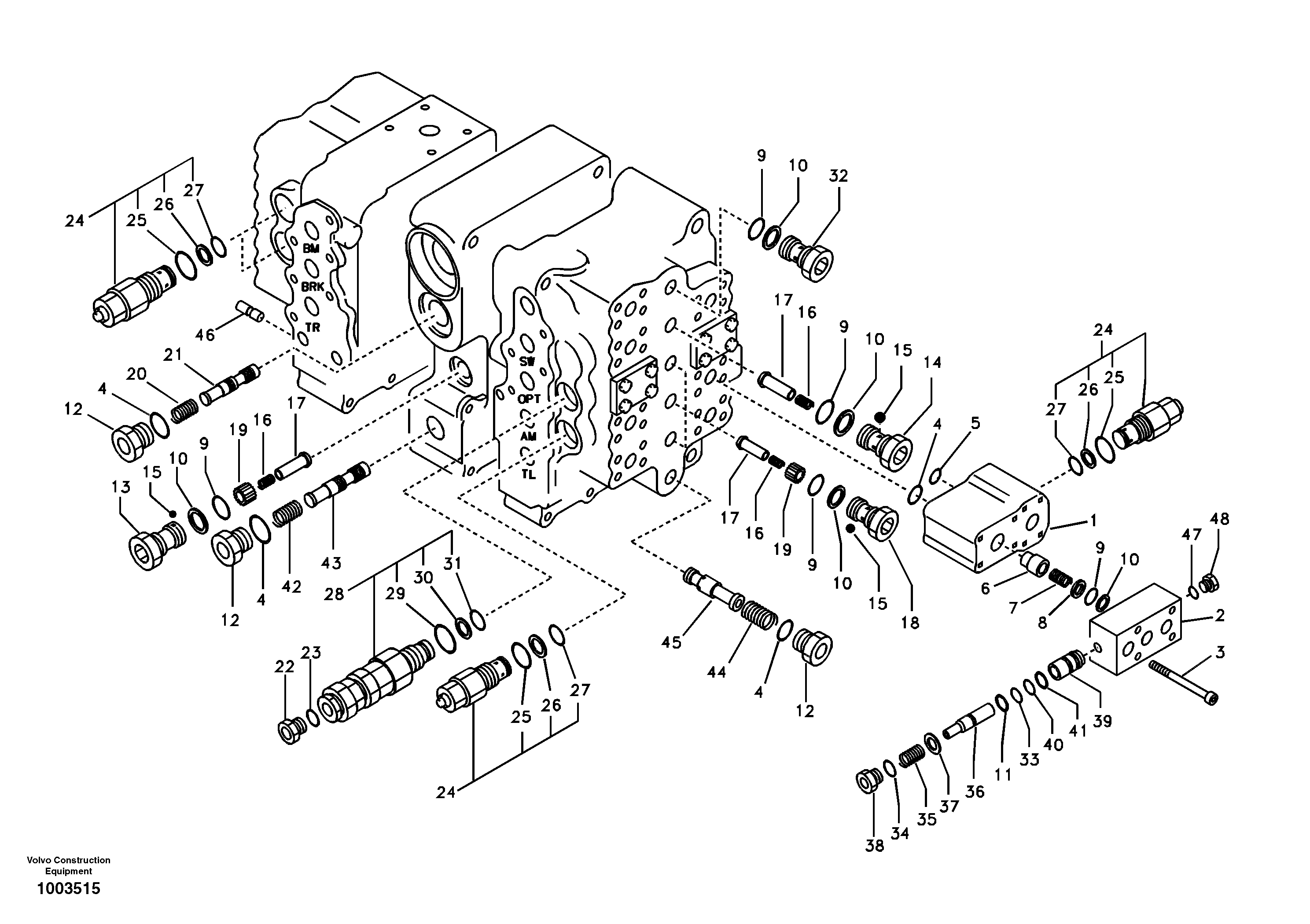 Схема запчастей Volvo EC290B - 58701 Main control valve, relief valve and dipper arm holding EC290B