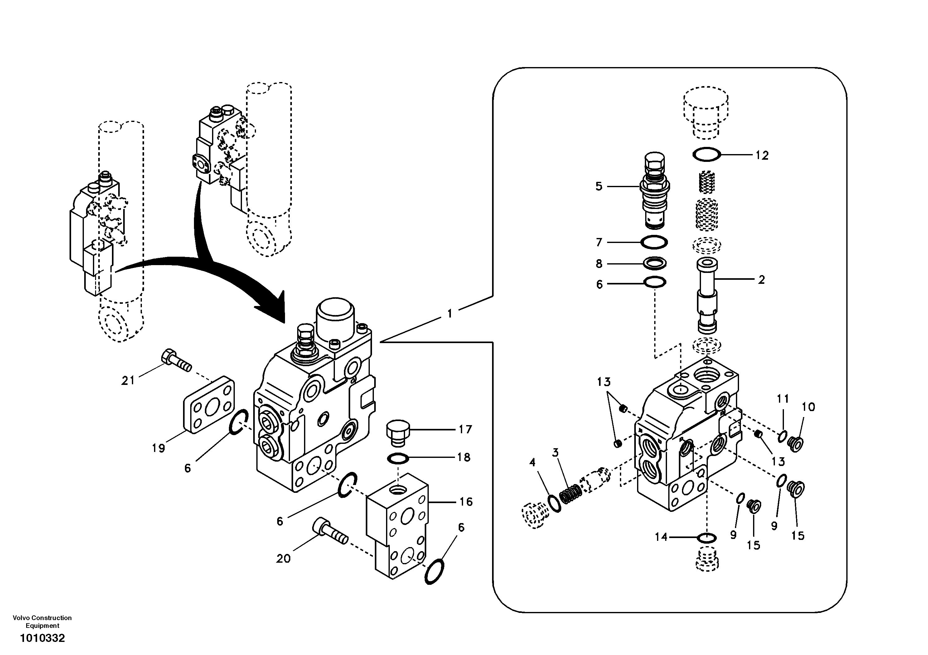 Схема запчастей Volvo EC290B - 95203 Working hydraulic, boom rupture valve mount EC290B