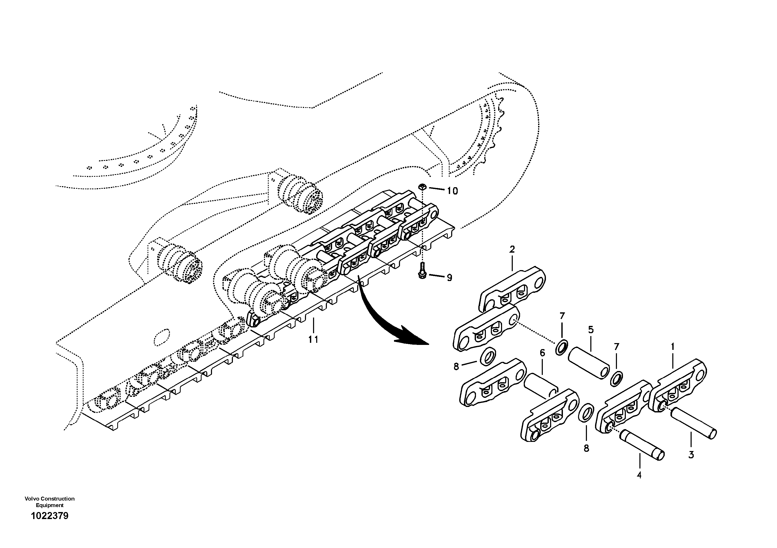 Схема запчастей Volvo EC290B - 96764 Гусеничная цепь EC290B APPENDIX FX FORESTRY VER