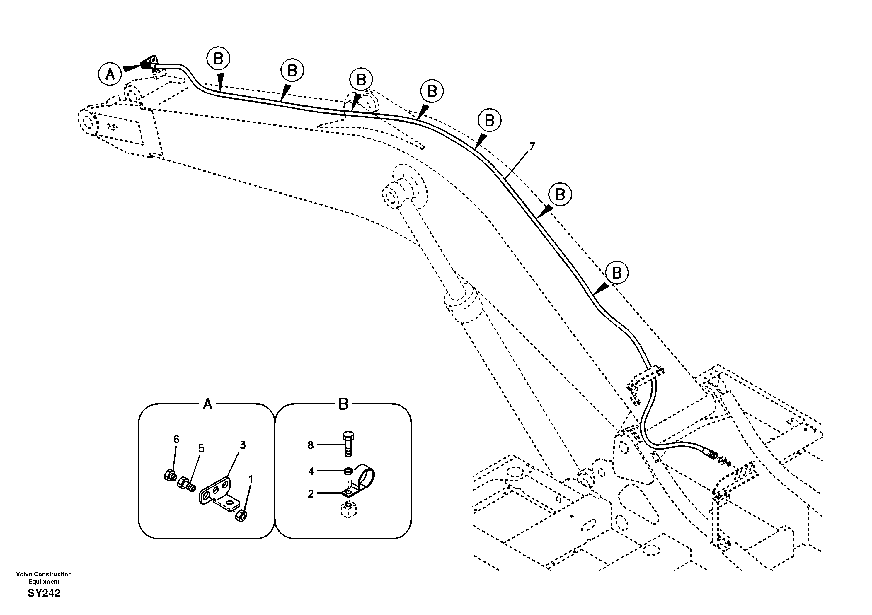 Схема запчастей Volvo EC290B - 41736 Working hydraulic, oil leak on boom EC290B