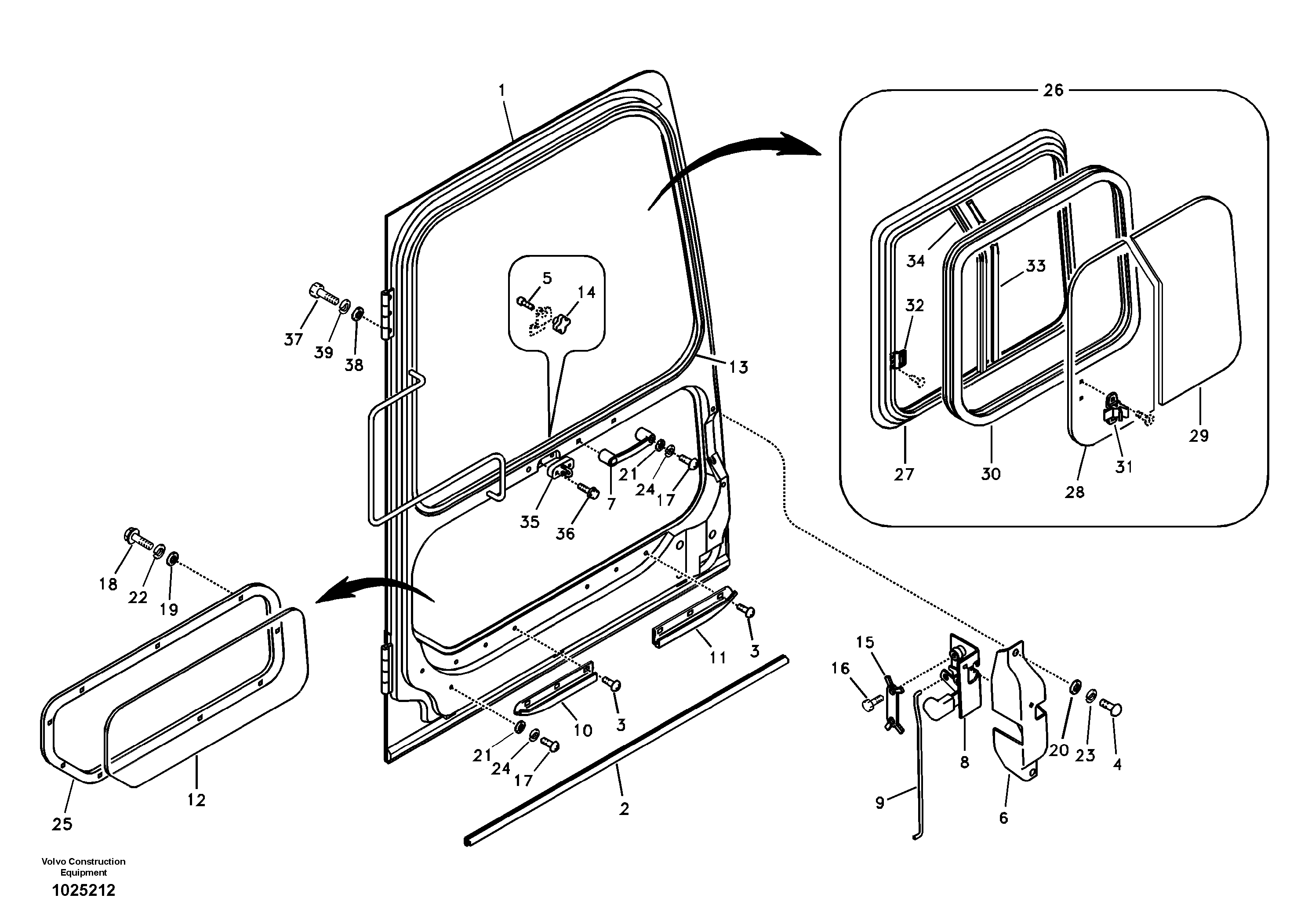 Схема запчастей Volvo EC290B - 8554 Door, operators cab EC290B APPENDIX FX FORESTRY VER