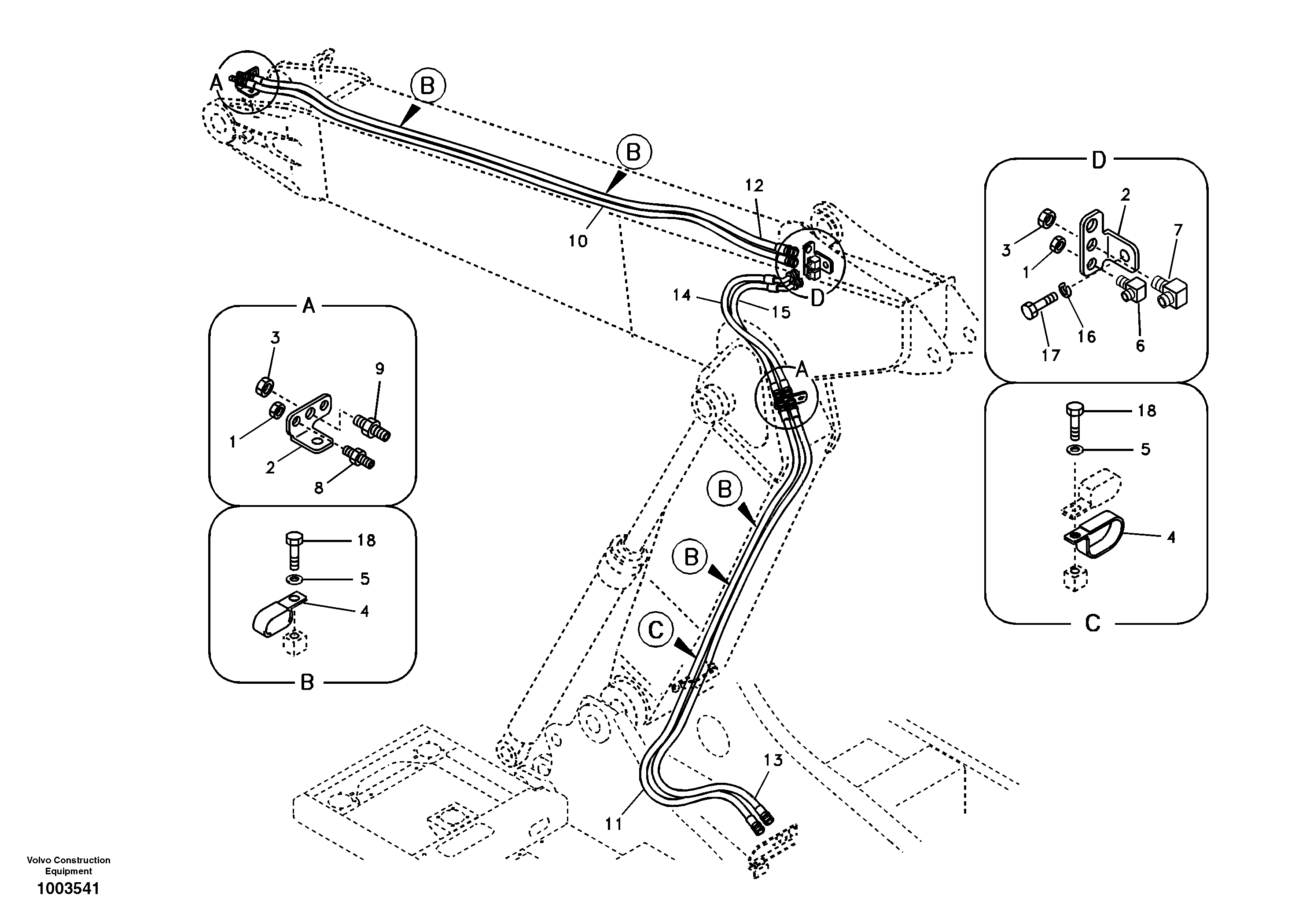 Схема запчастей Volvo EC290B - 13280 Working hydraulic, quickfit on adjustable boom EC290B