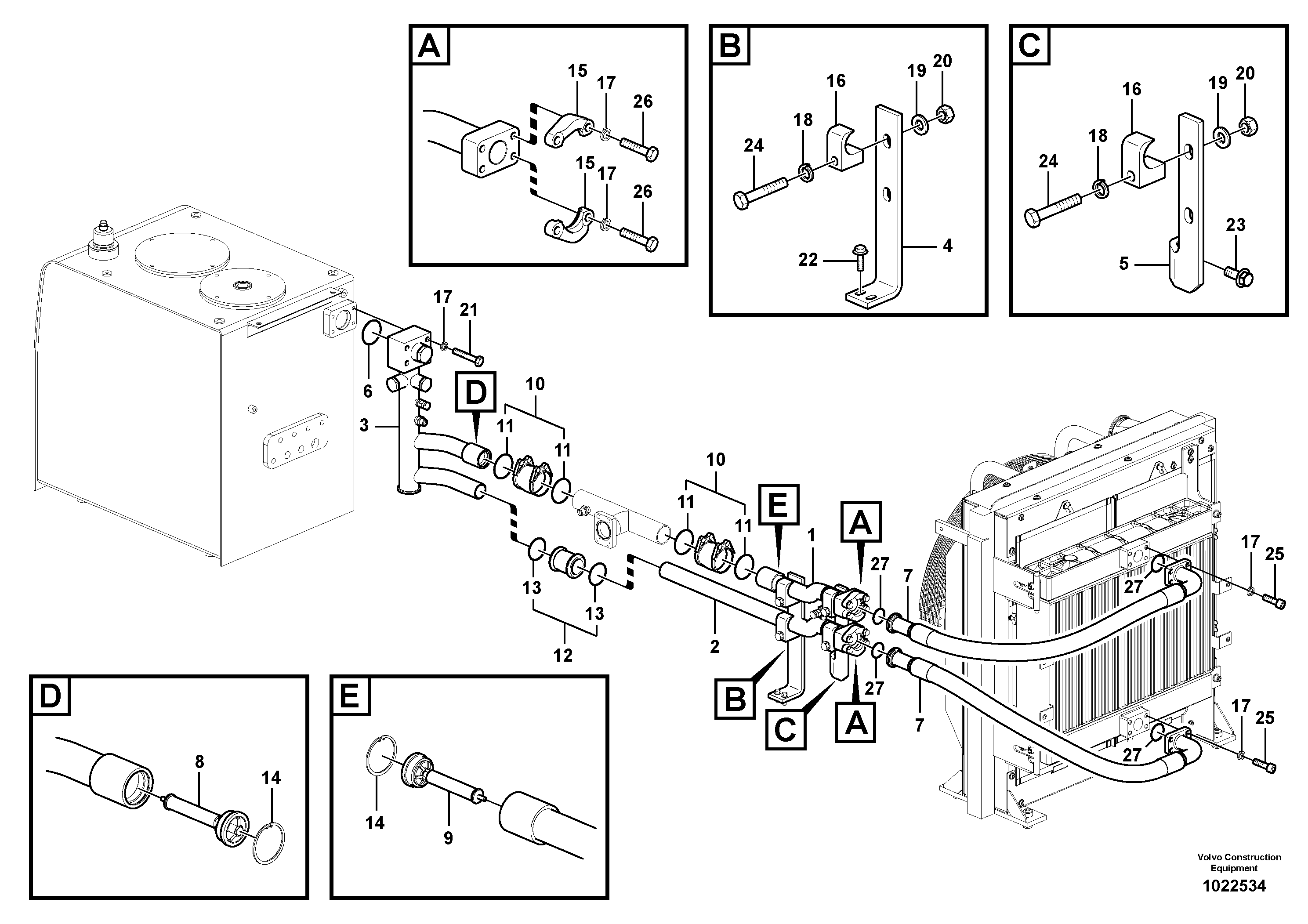 Схема запчастей Volvo EC290B - 9884 Hydraulic system, hydraulic tank to hydraulic pump EC290B APPENDIX FX FORESTRY VER
