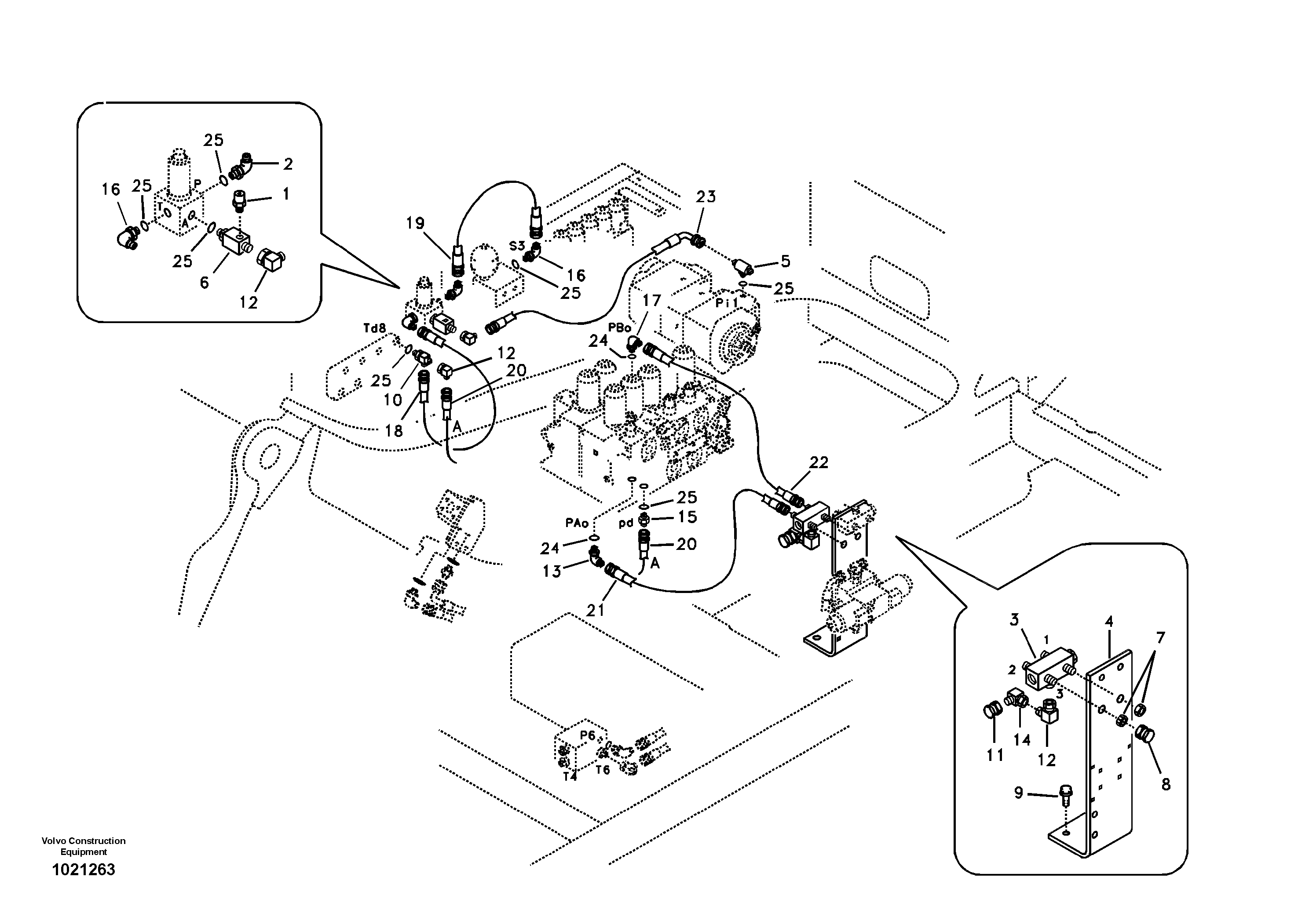 Схема запчастей Volvo EC360B - 87742 Working hydraulic, hammer and shear for upper EC360B SER NO INT 12152- EU&NA 80001-