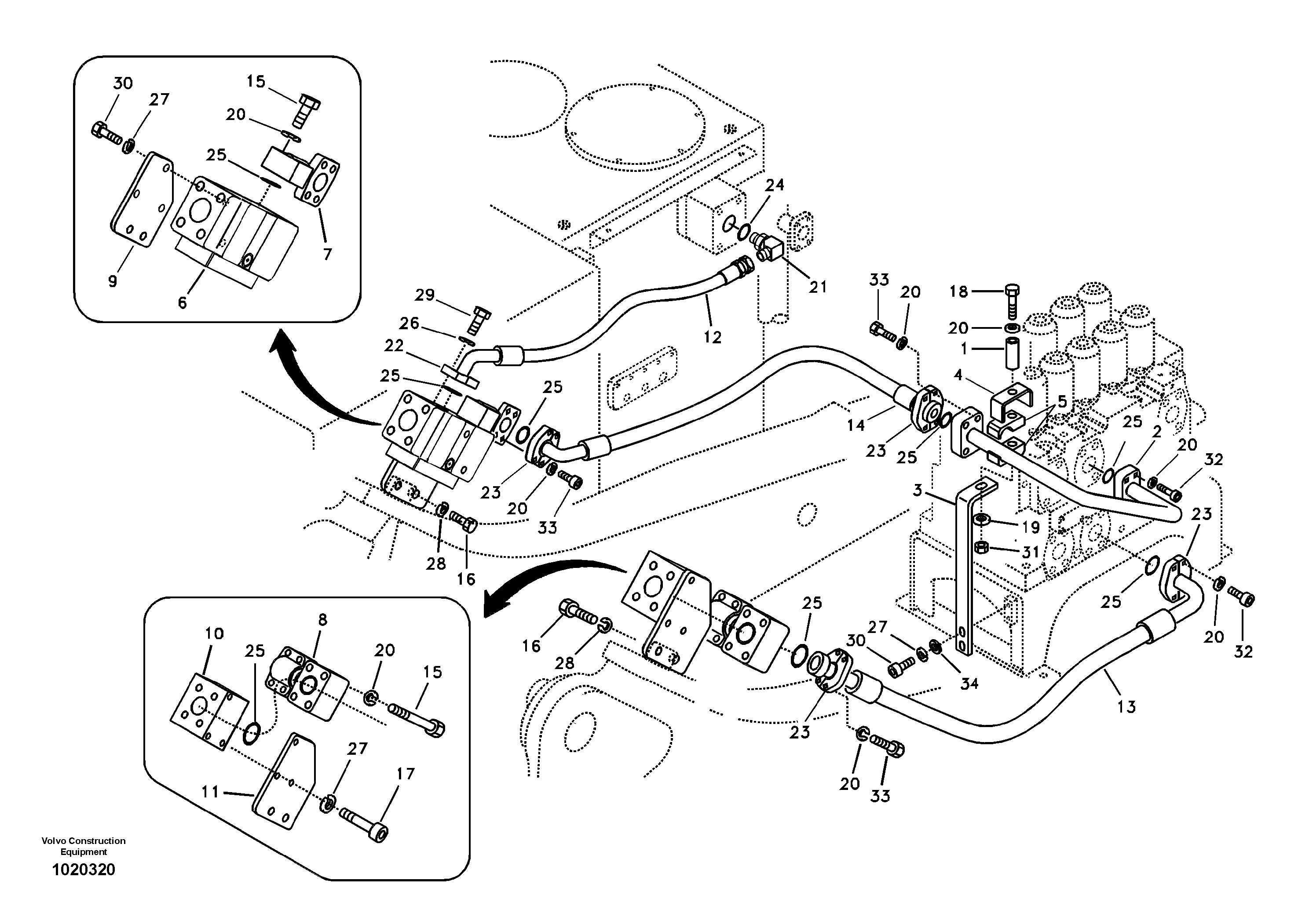 Схема запчастей Volvo EC360B - 93772 Working hydraulic, hammer and shear for upper EC360B SER NO INT 12152- EU&NA 80001-