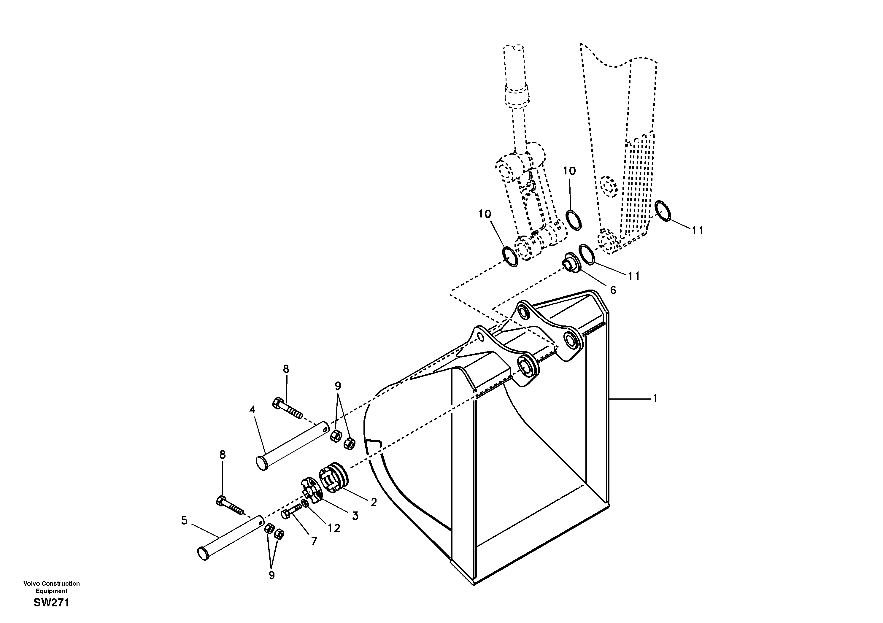Схема запчастей Volvo EC360B - 86493 Buckets for long reach EC360B SER NO INT 12152- EU&NA 80001-