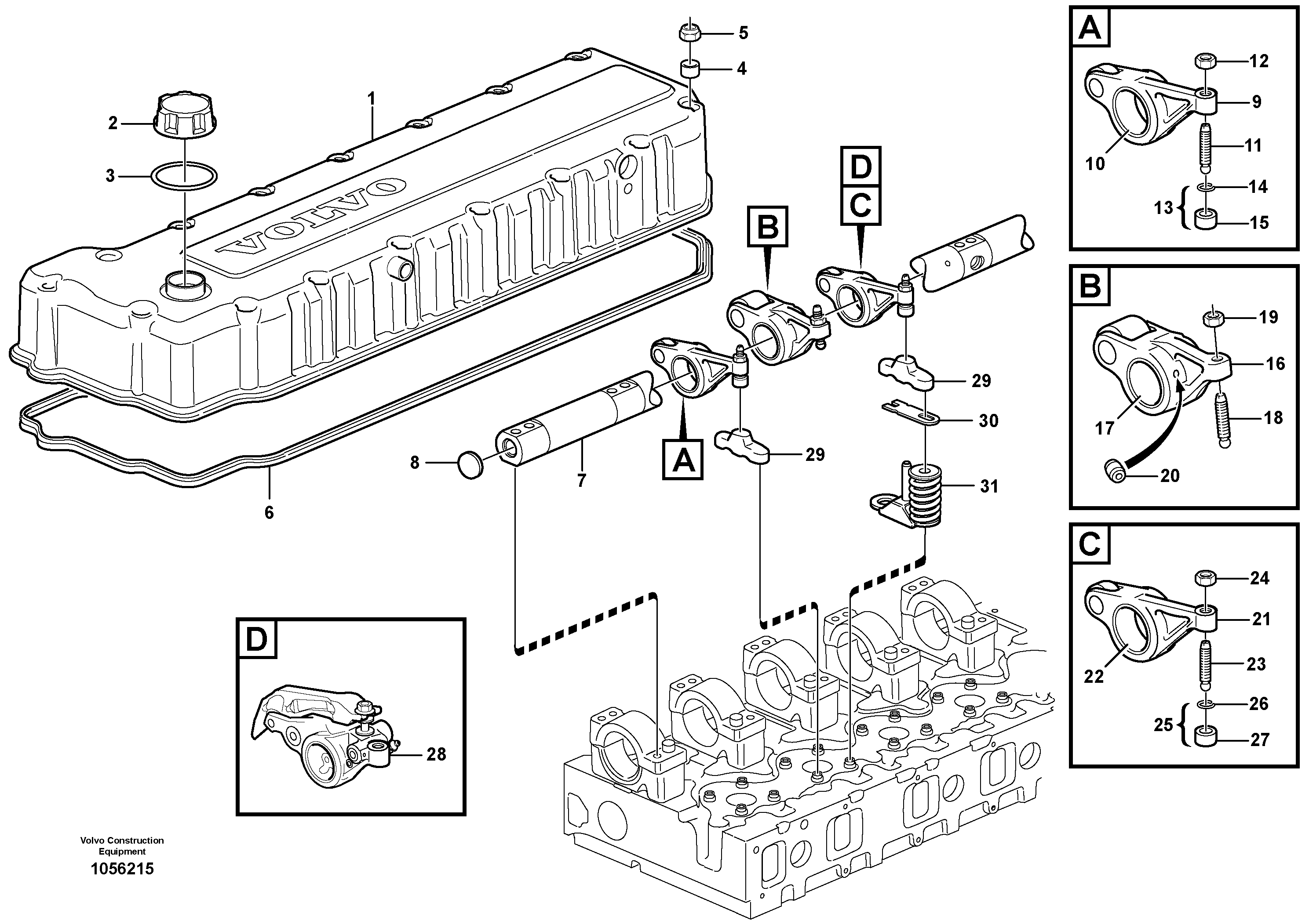 Схема запчастей Volvo EC360B - 99879 Valve mechanism EC360B SER NO INT 12152- EU&NA 80001-