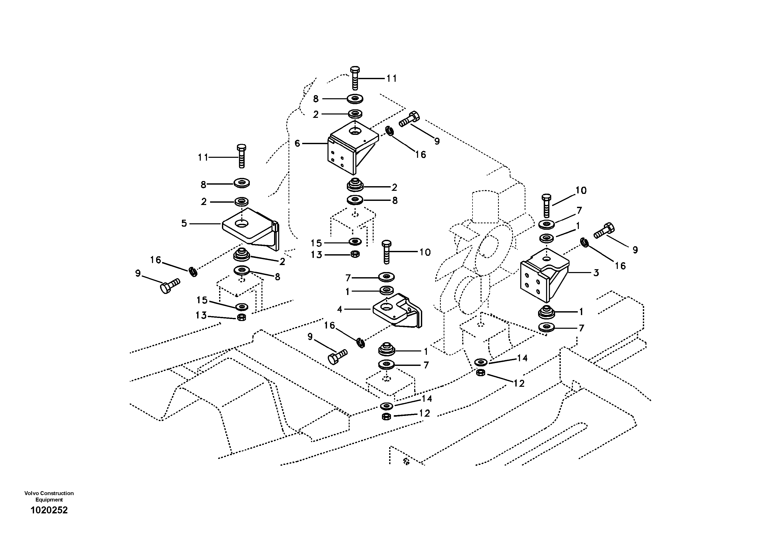 Схема запчастей Volvo EC360B - 94213 Установка двигателя EC360B SER NO INT 12152- EU&NA 80001-