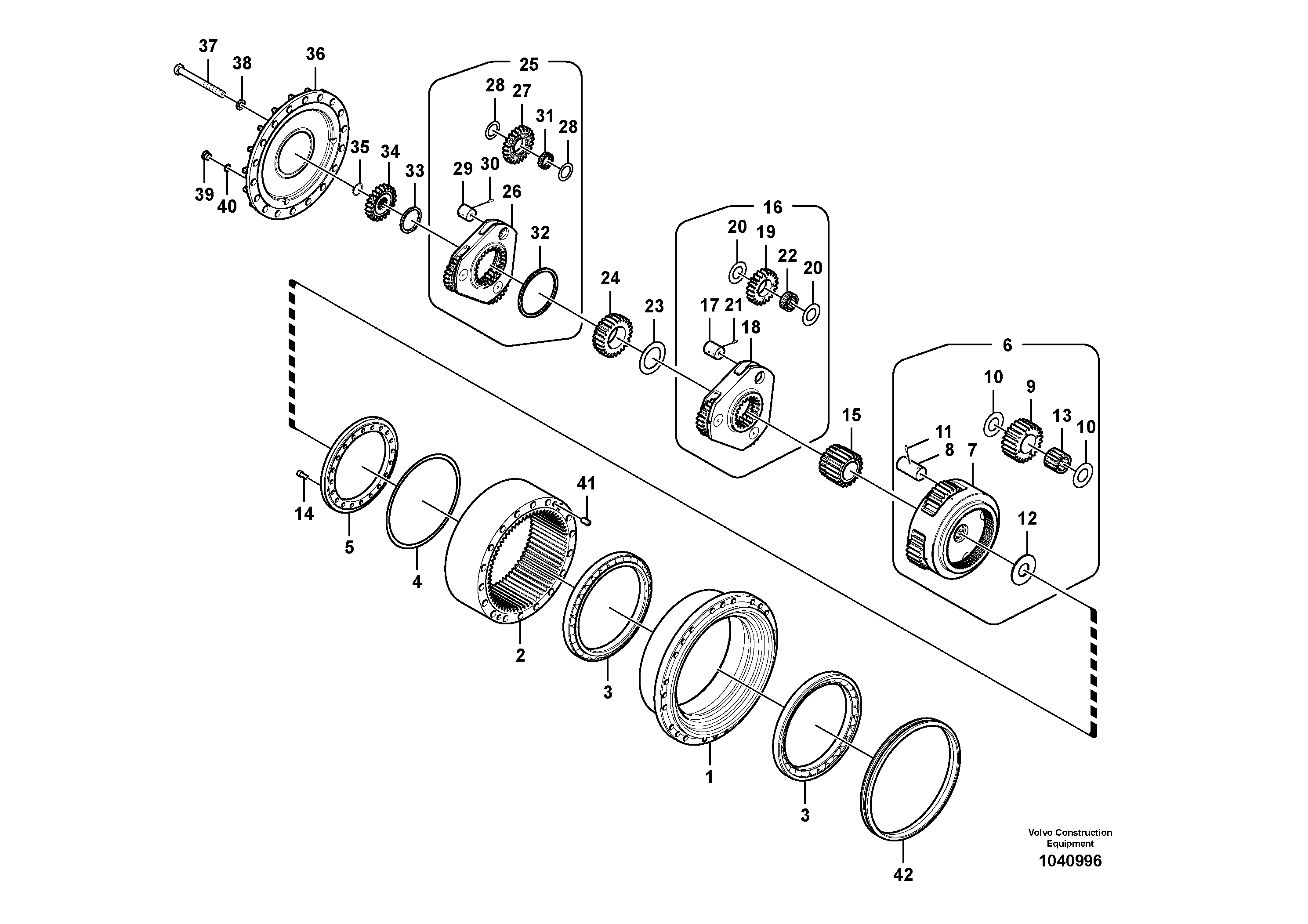 Схема запчастей Volvo EC360B - 84485 Travel gearbox EC360B PRIME S/N 15001-/85001- 35001-