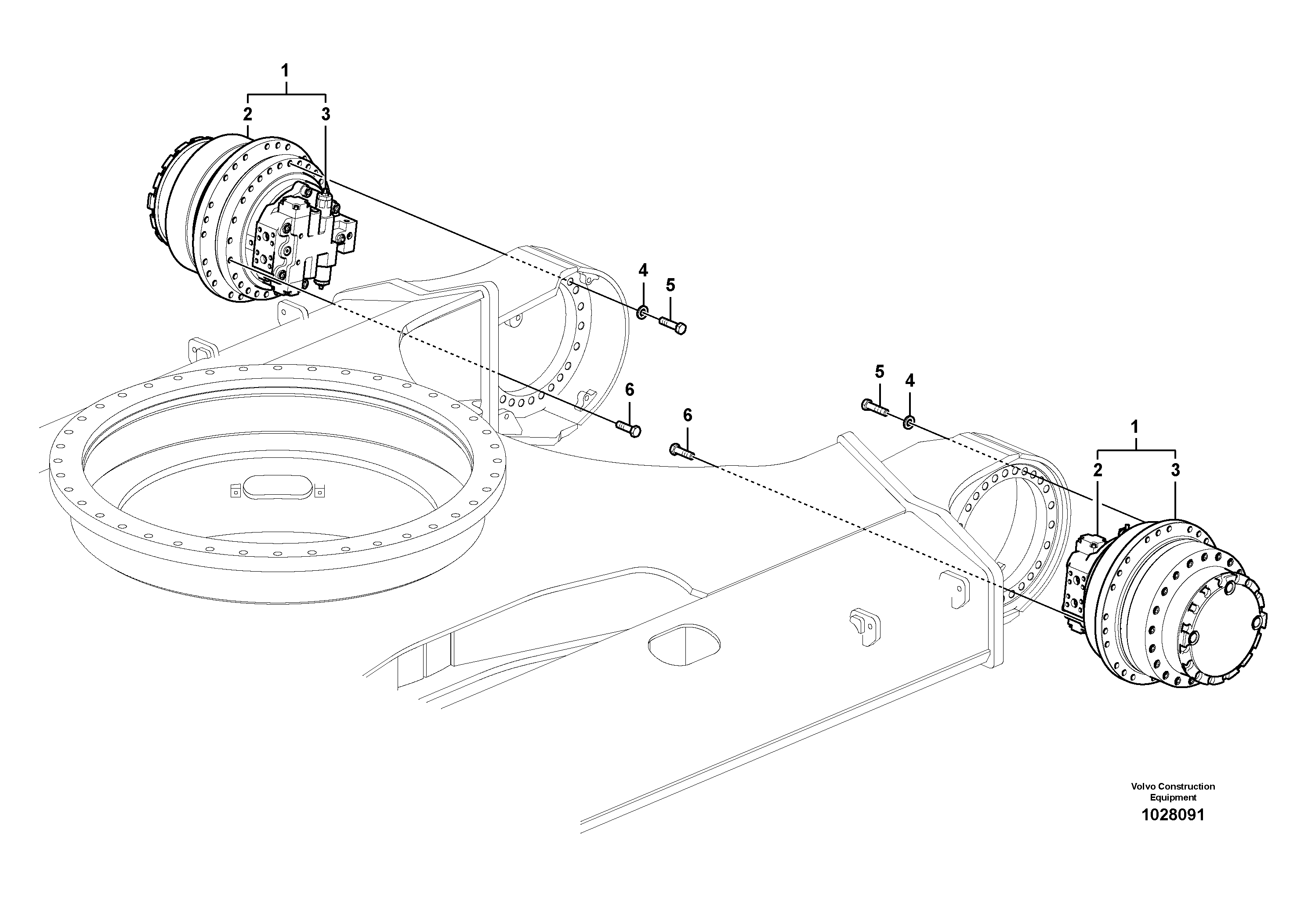 Схема запчастей Volvo EC360B - 81755 Travel motor with mounting parts EC360B PRIME S/N 15001-/85001- 35001-