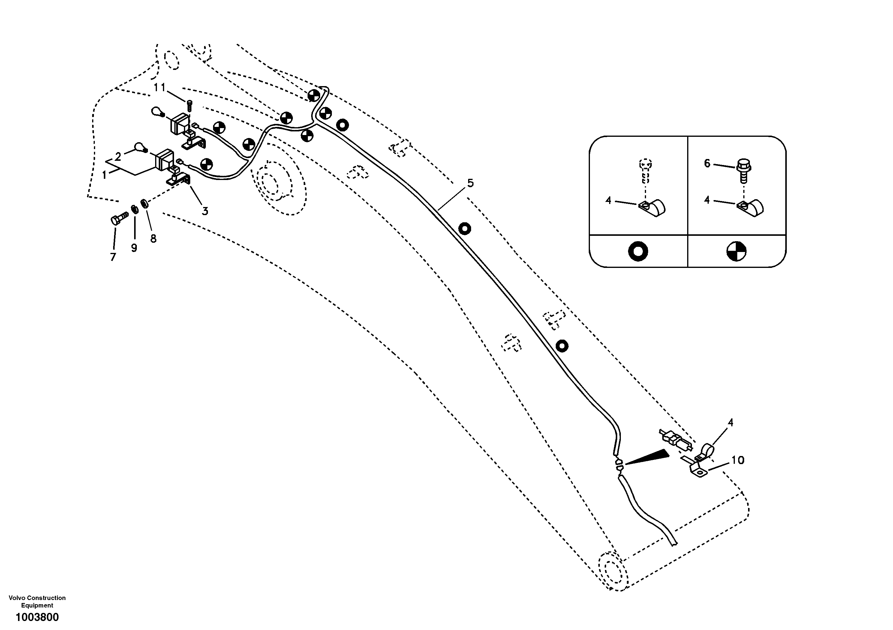 Схема запчастей Volvo EC360B - 89765 Working lamp on boom EC360B SER NO INT 12152- EU&NA 80001-
