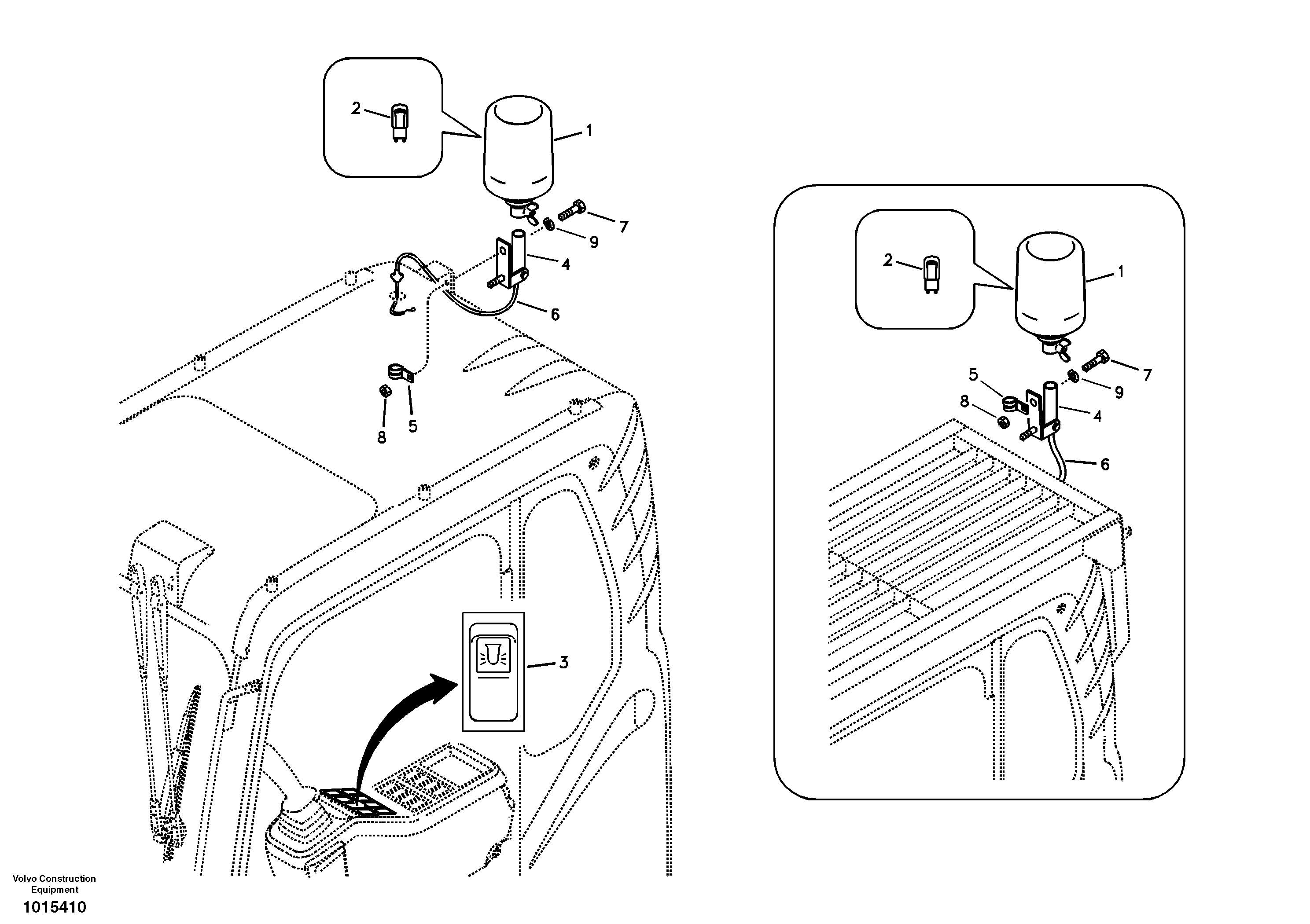 Схема запчастей Volvo EC360B - 95611 Rotating beacon EC360B SER NO INT 12152- EU&NA 80001-