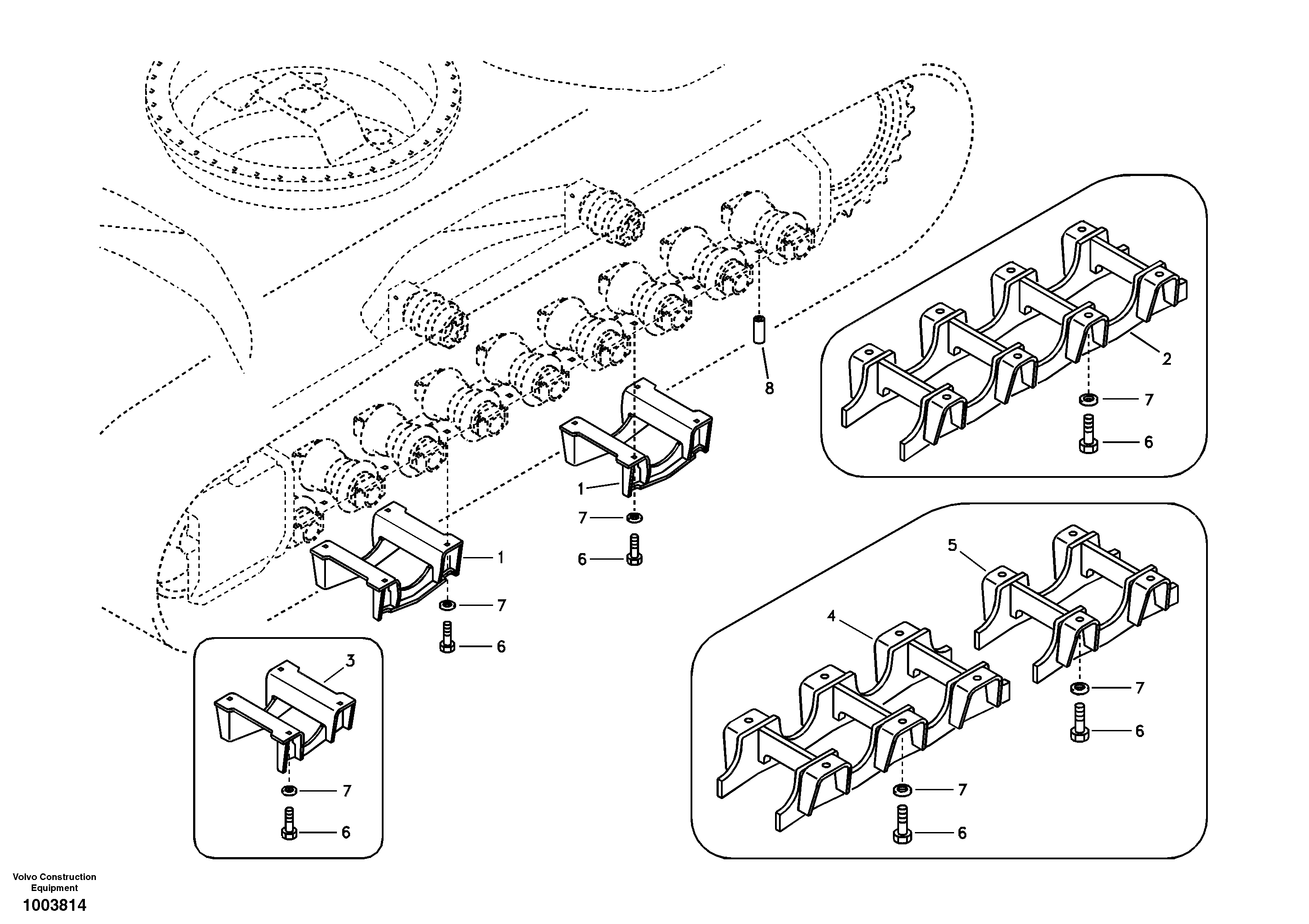 Схема запчастей Volvo EC360B - 87753 Undercarriage, track guards EC360B SER NO INT 12152- EU&NA 80001-