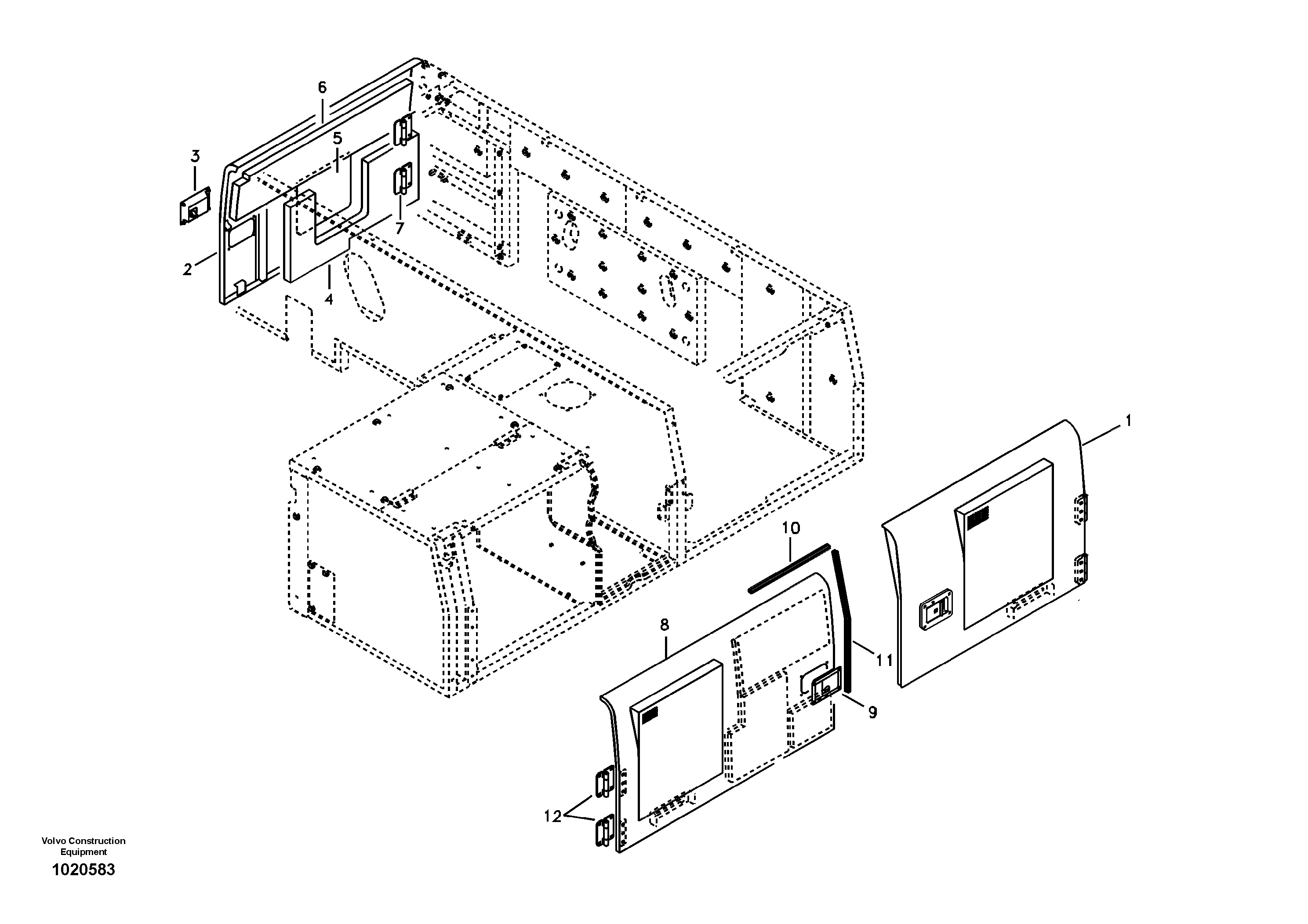 Схема запчастей Volvo EC360B - 86932 Auxiliary hood, side door EC360B SER NO INT 12152- EU&NA 80001-