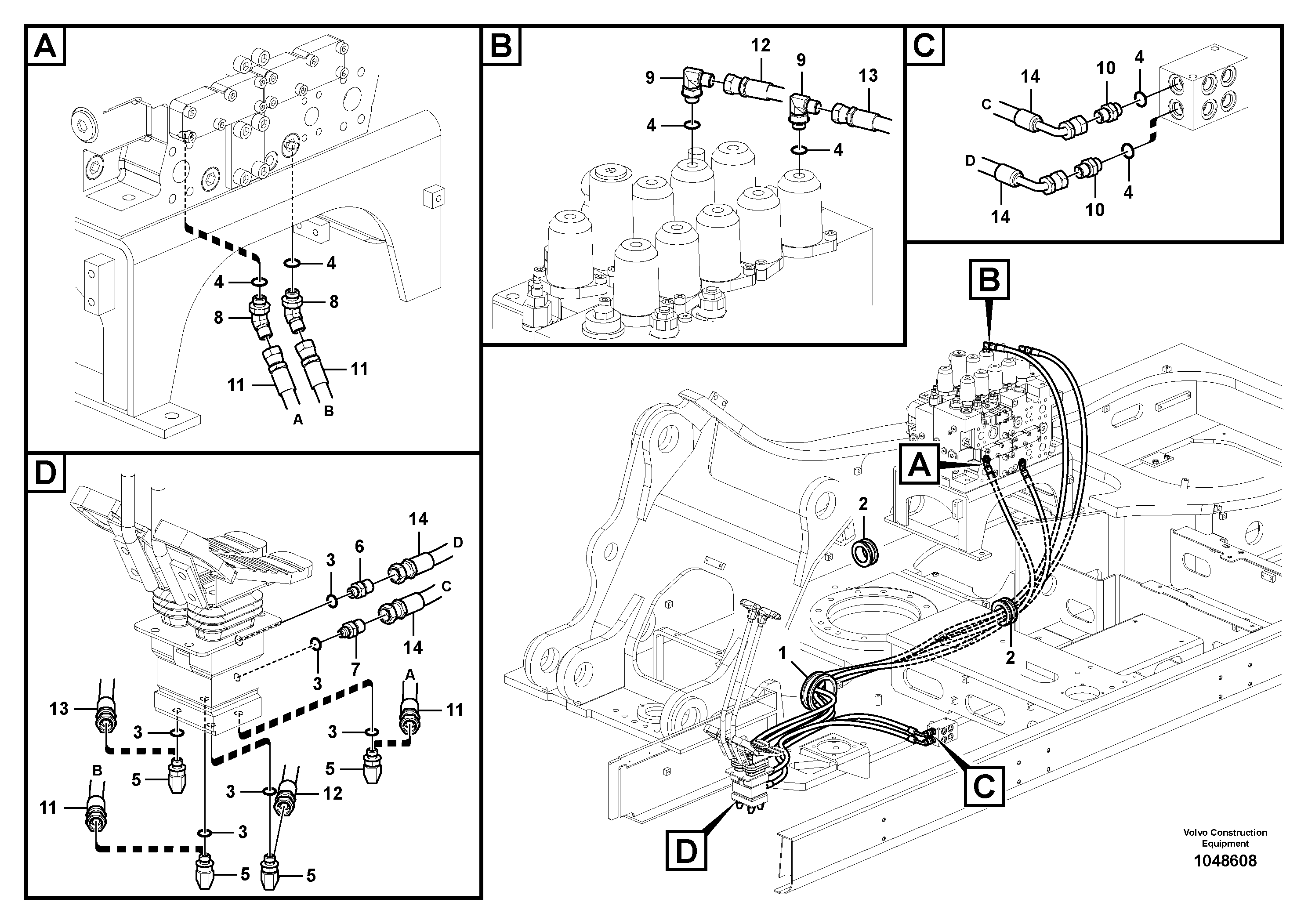 Схема запчастей Volvo EC360B - 51988 Servo system, control valve to remote control valve pedal EC360B PRIME S/N 15001-/85001- 35001-