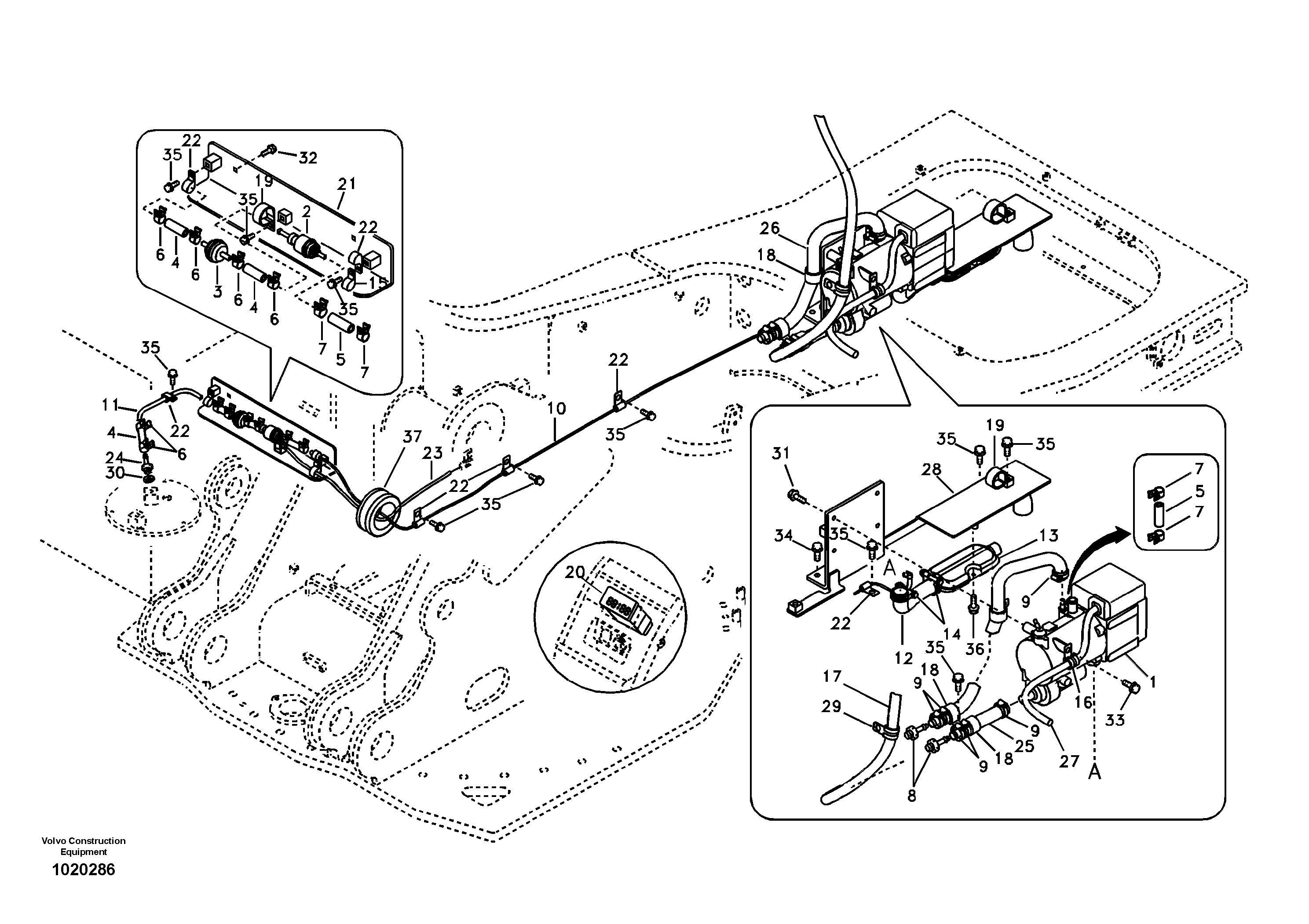 Схема запчастей Volvo EC360B - 93022 Auxiliary Heater EC360B SER NO INT 12152- EU&NA 80001-
