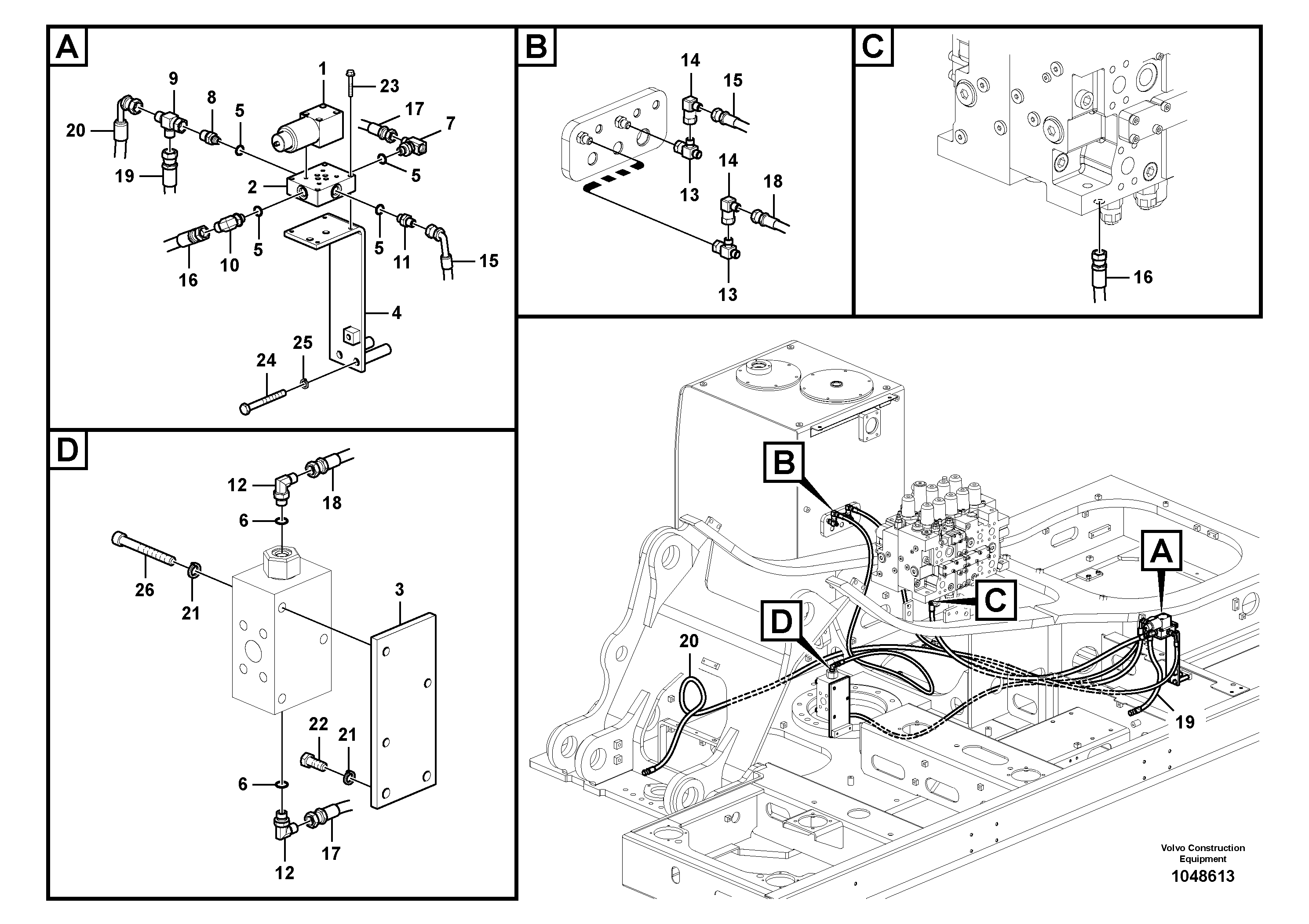 Схема запчастей Volvo EC360B - 75216 Servo system, control valve to solenoid valve EC360B PRIME S/N 15001-/85001- 35001-