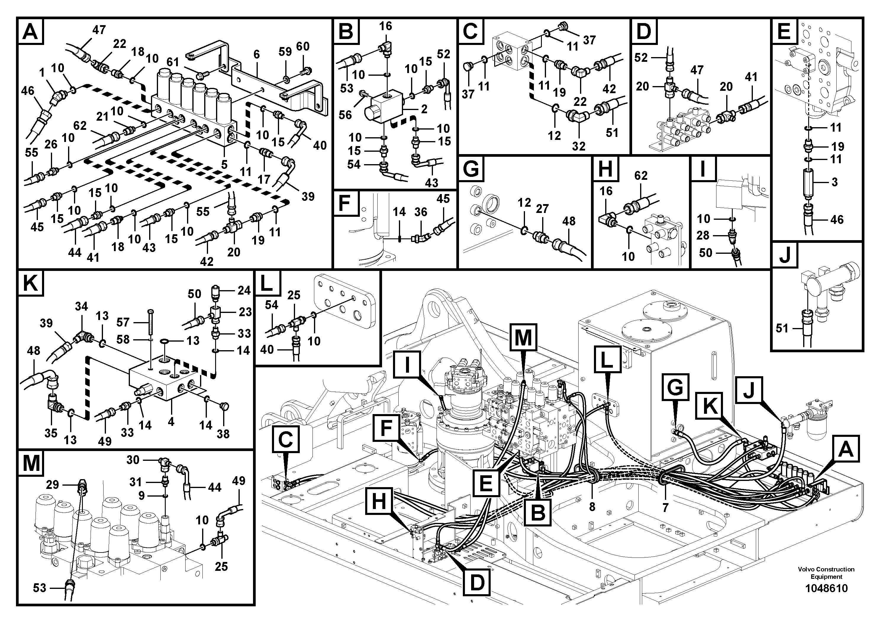 Схема запчастей Volvo EC360B - 98568 Servo system, control valve to solenoid valve EC360B PRIME S/N 15001-/85001- 35001-