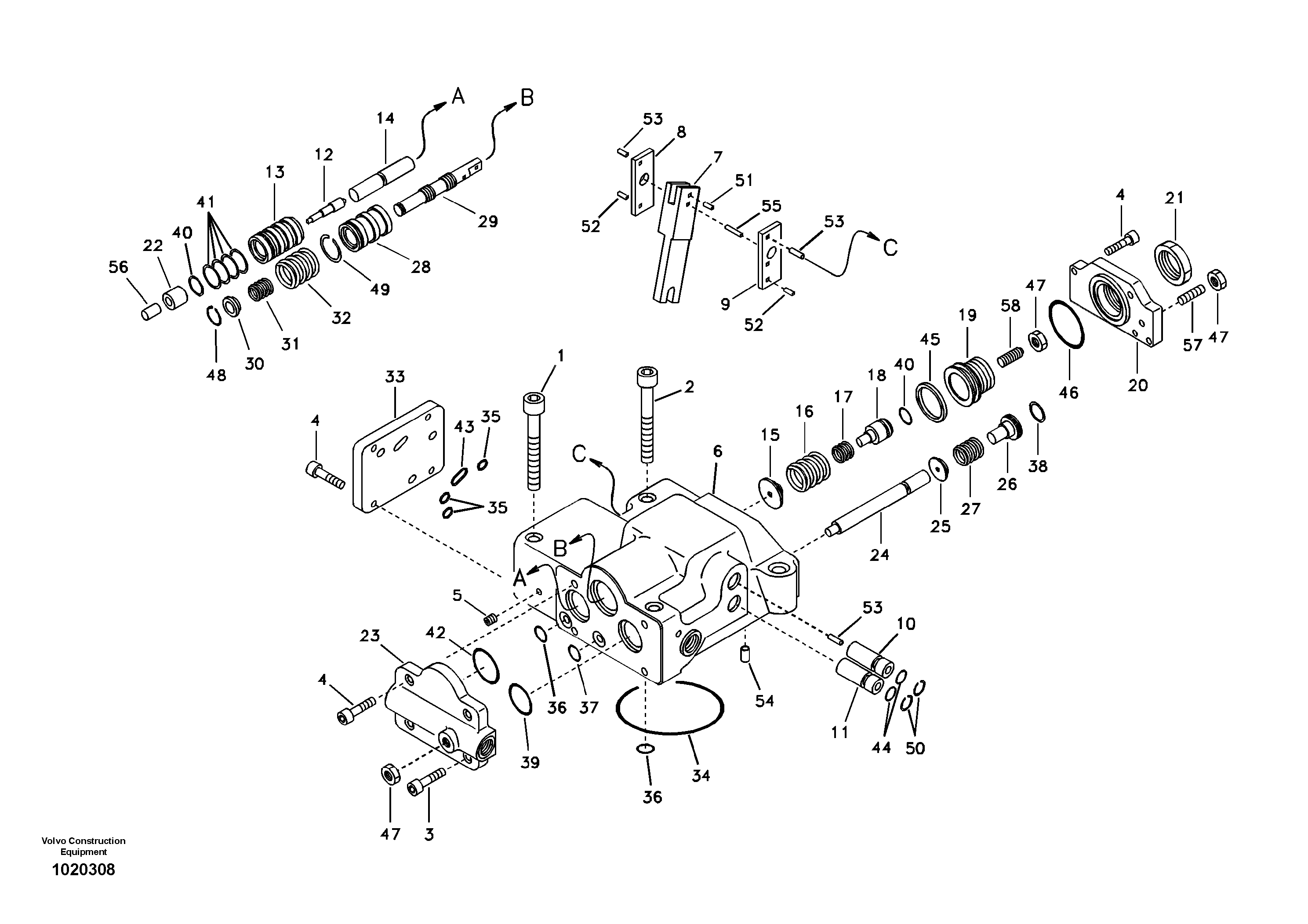 Схема запчастей Volvo EC360B - 95335 Regulator, hydraulic pump EC360B SER NO INT 12152- EU&NA 80001-