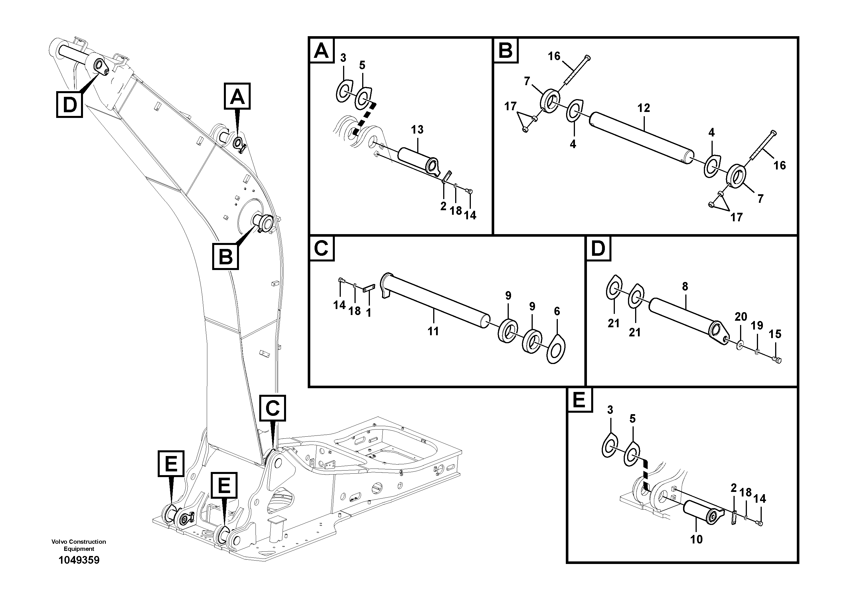 Схема запчастей Volvo EC360B - 62858 Links to boom EC360B PRIME S/N 15001-/85001- 35001-