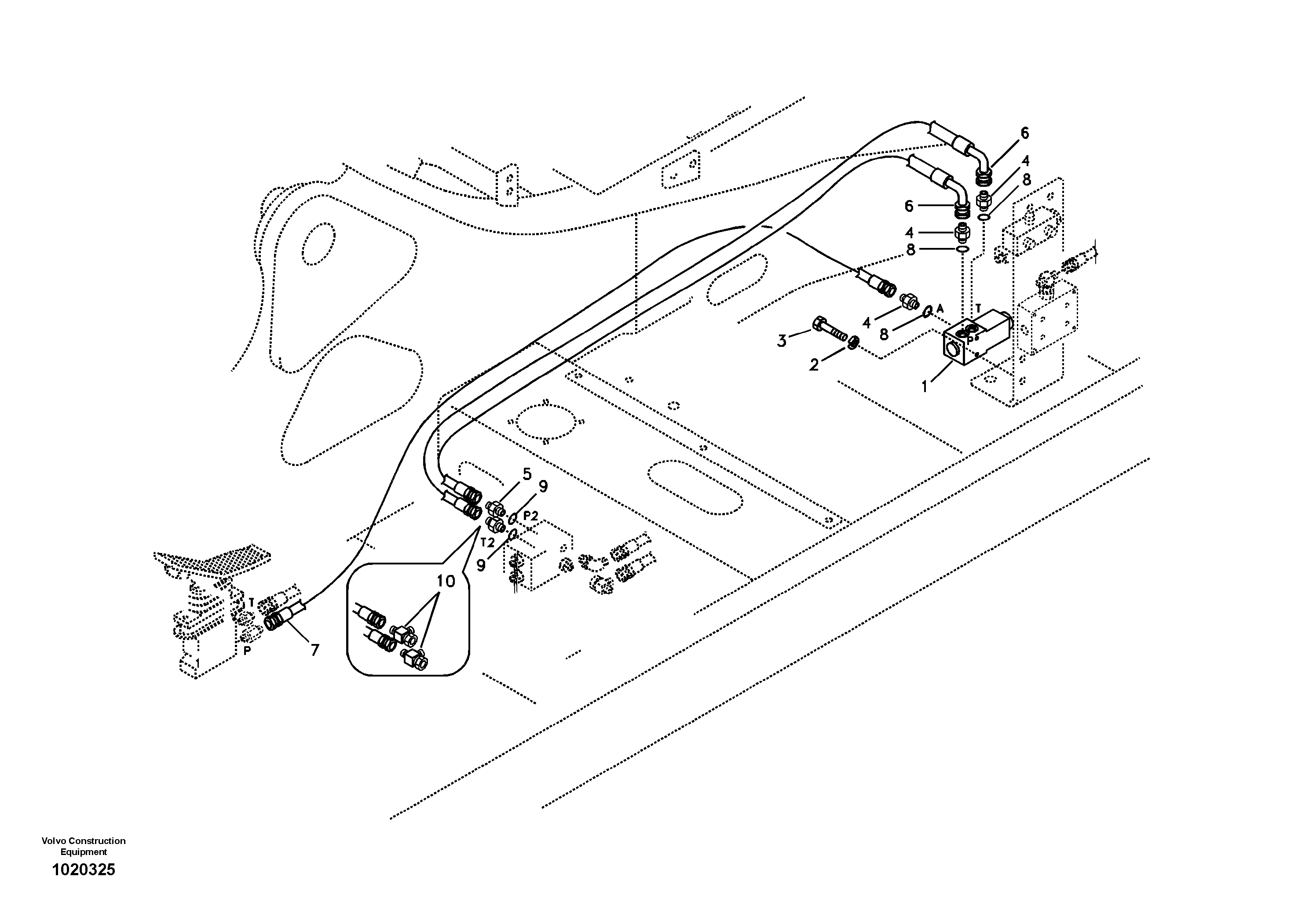 Схема запчастей Volvo EC360B - 103412 Working hydraulic, hammer and shear for 2nd pump flow EC360B SER NO INT 12152- EU&NA 80001-