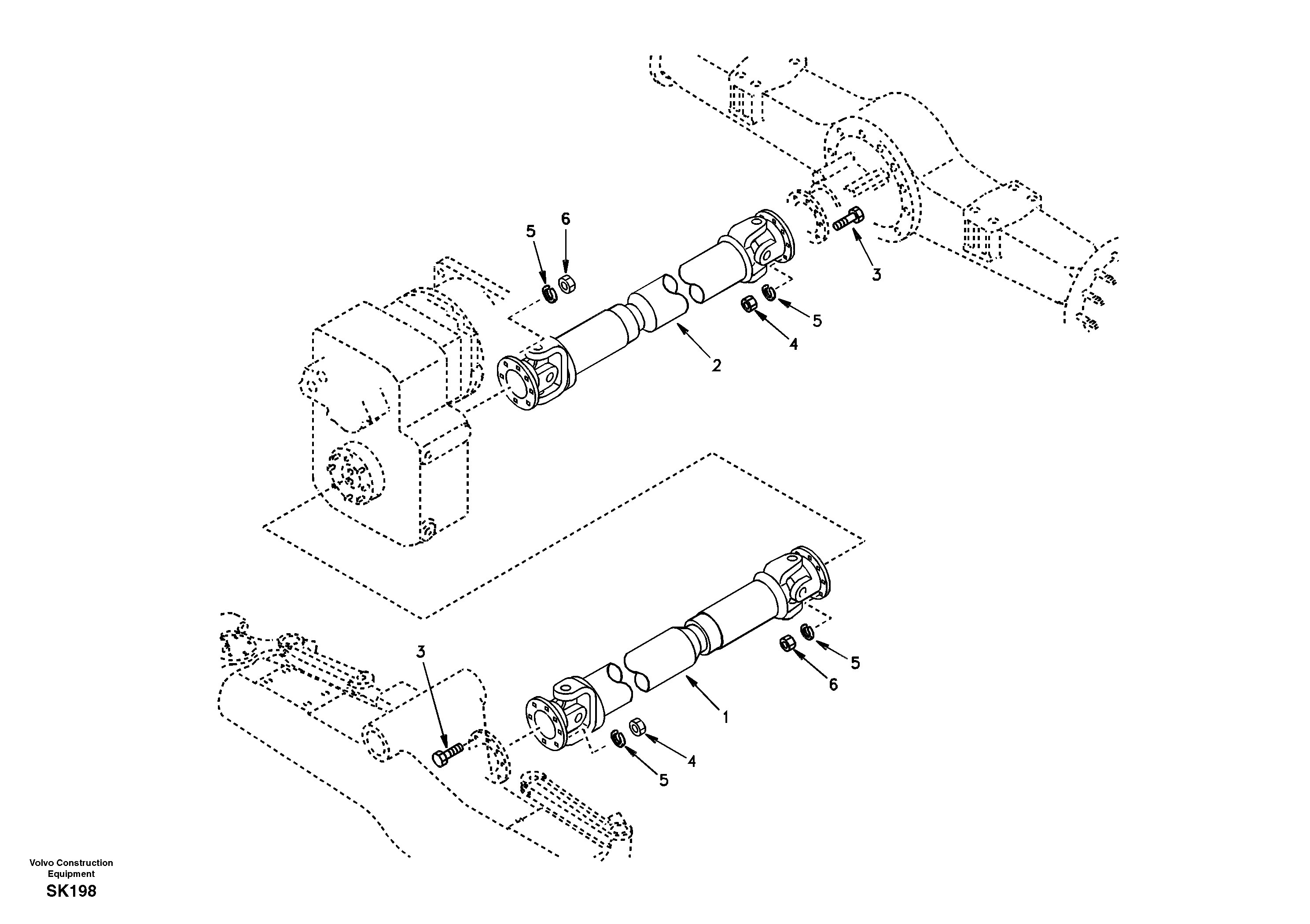 Схема запчастей Volvo EW170 - 55010 Propeller shaft, mounting EW170 SER NO 3031-