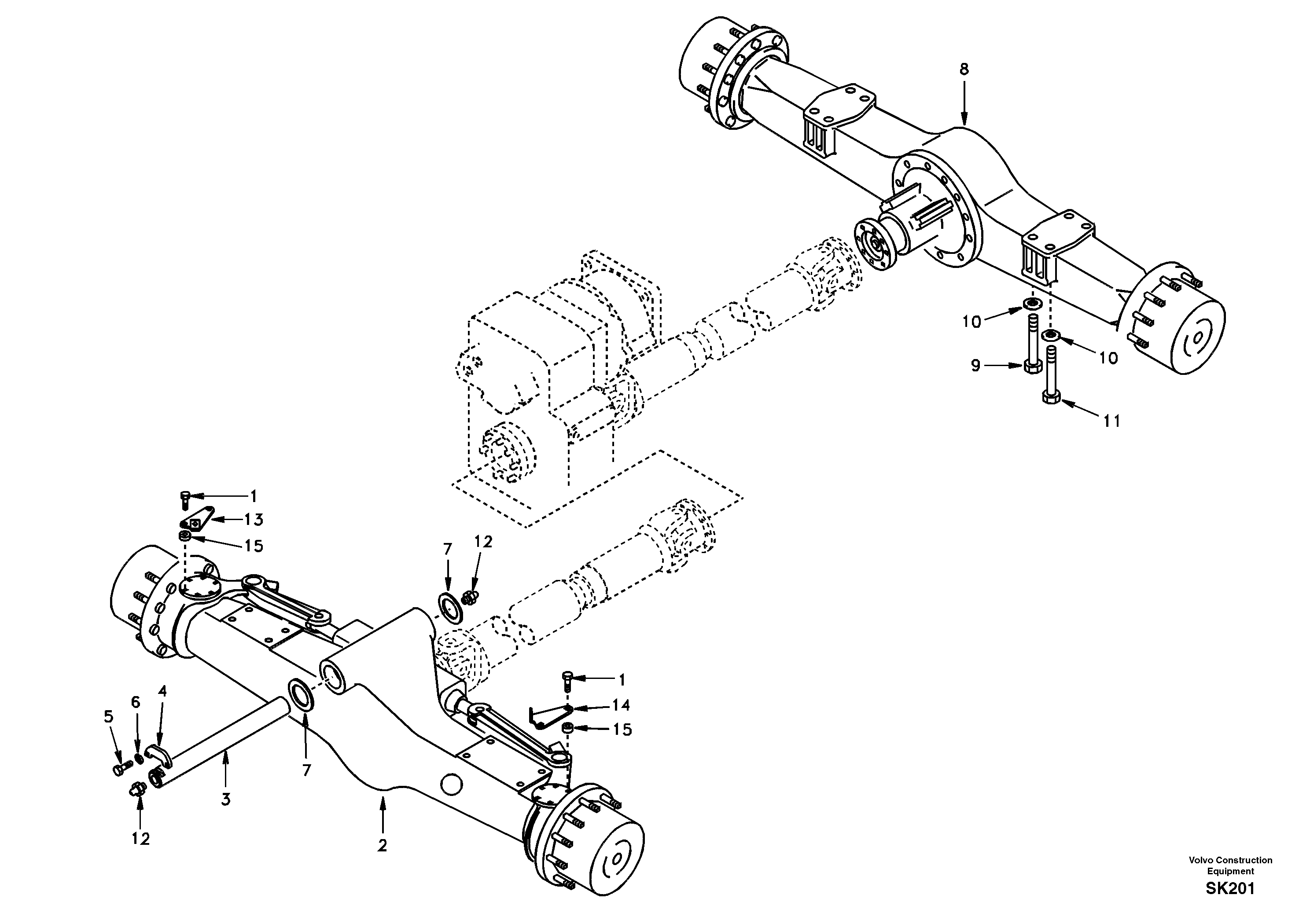 Схема запчастей Volvo EW170 - 48272 Установка переднего и заднего моста EW170 SER NO 3031-