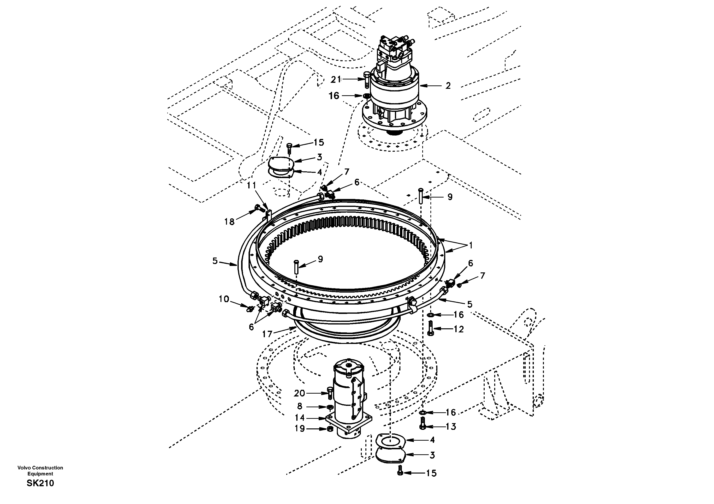 Схема запчастей Volvo EW170 - 30418 Swing system EW170 SER NO 3031-