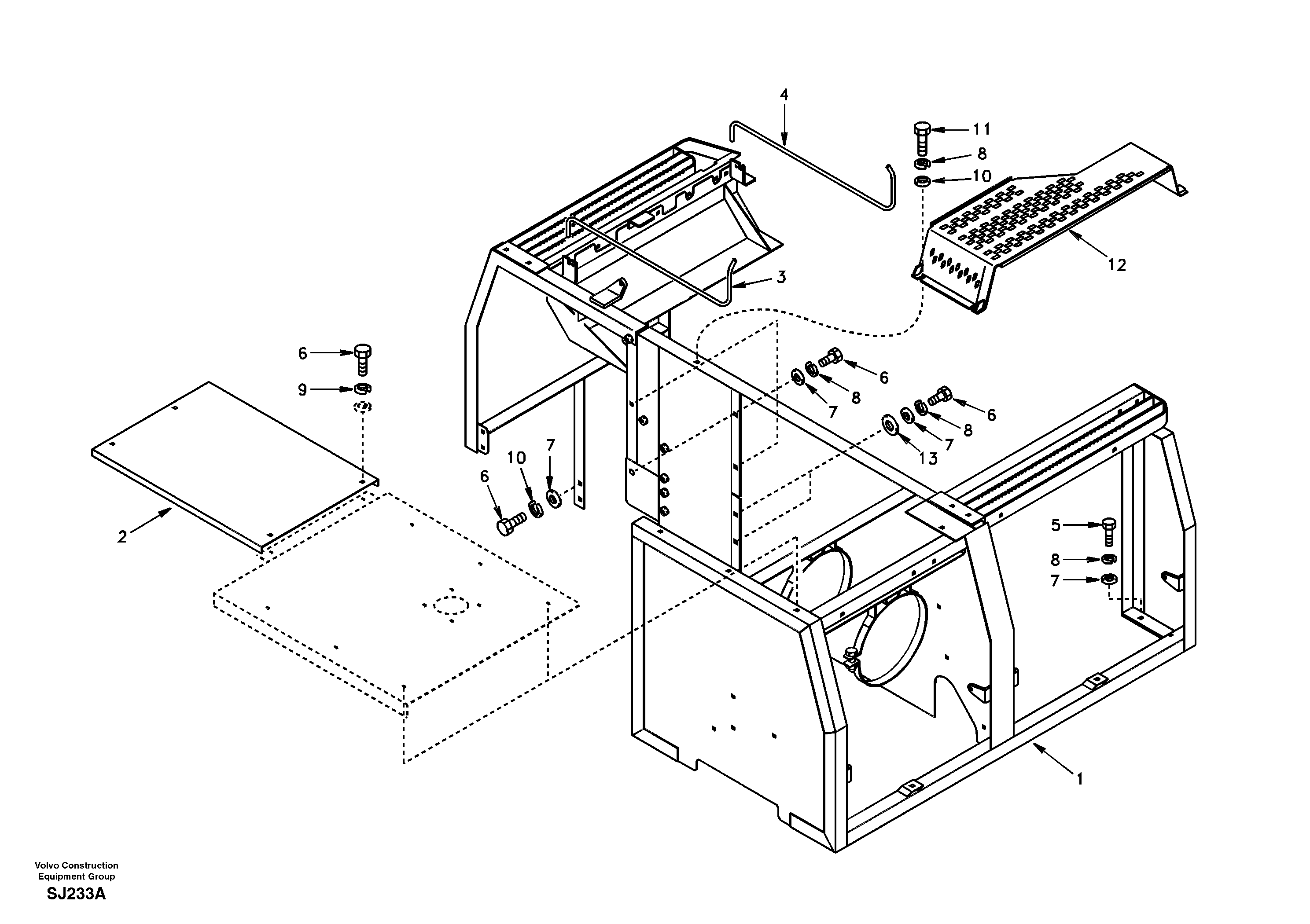 Схема запчастей Volvo EW170 - 20943 Cowl frame, cover and hood EW170 & EW180 SER NO 3031-