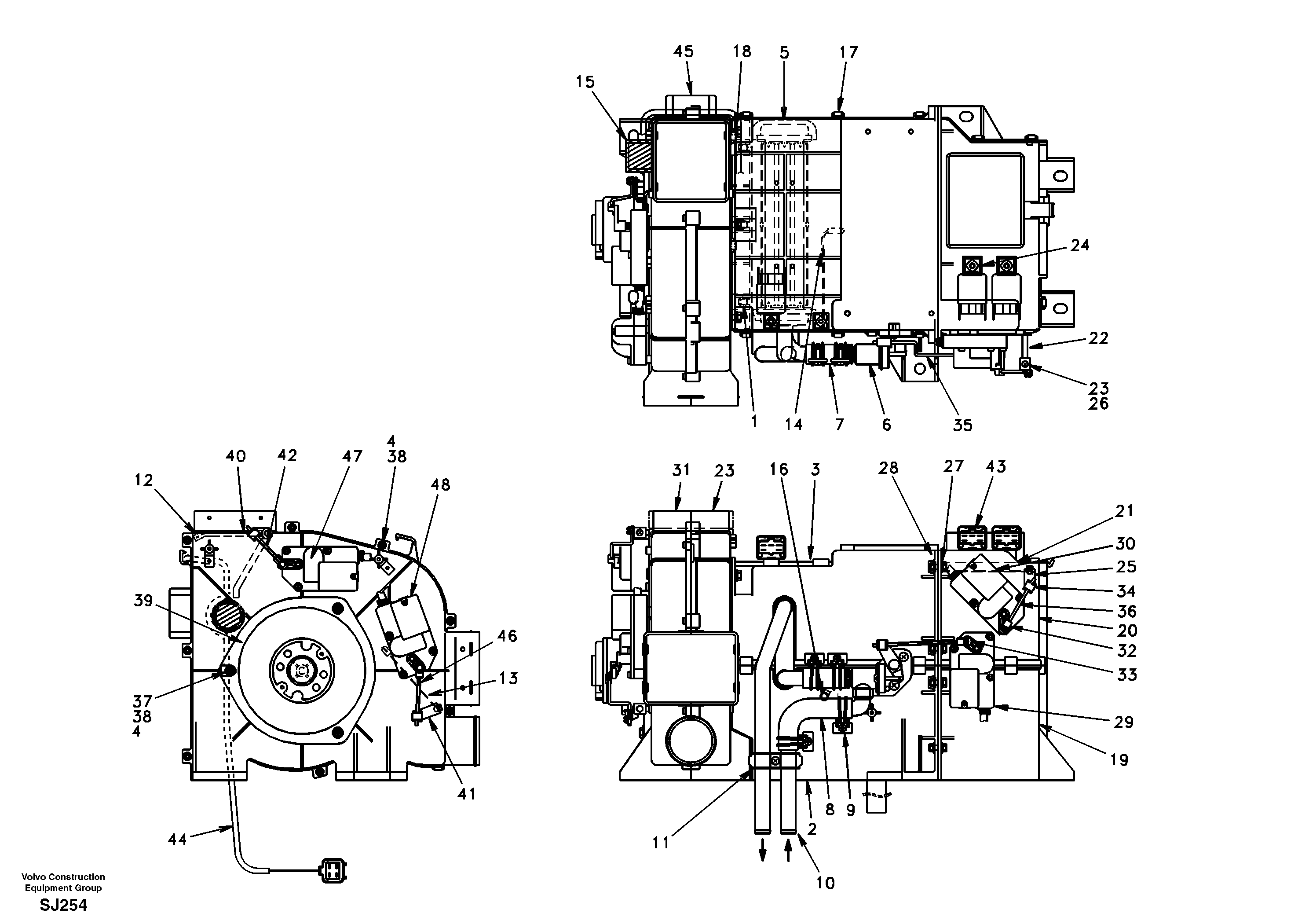 Схема запчастей Volvo EW170 - 18596 Heating unit EW170 & EW180 SER NO 3031-