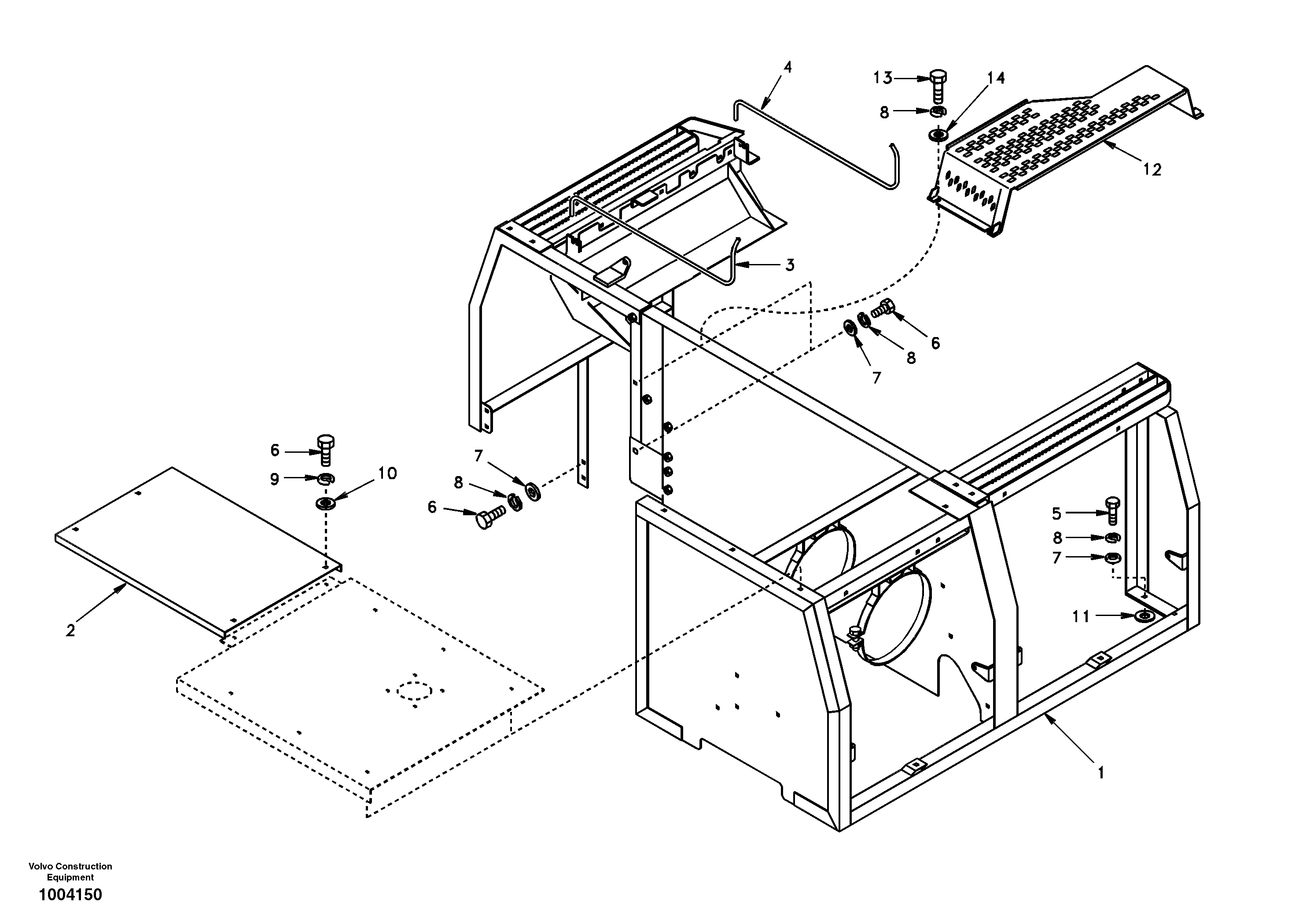Схема запчастей Volvo EW170 - 35032 Cowl frame, cover and hood EW170 SER NO 3031-