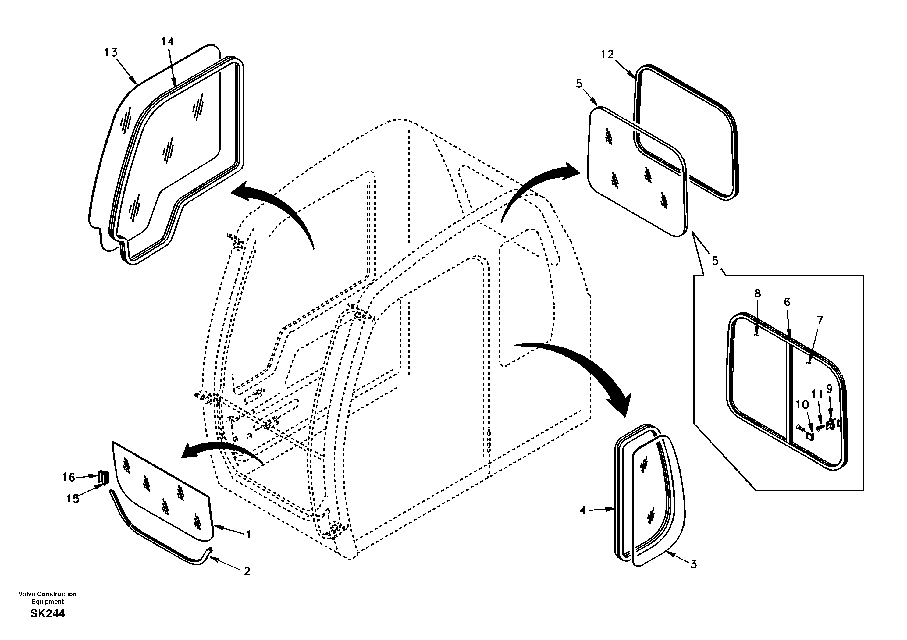 Схема запчастей Volvo EW170 - 32201 Windows EW170 SER NO 3031-