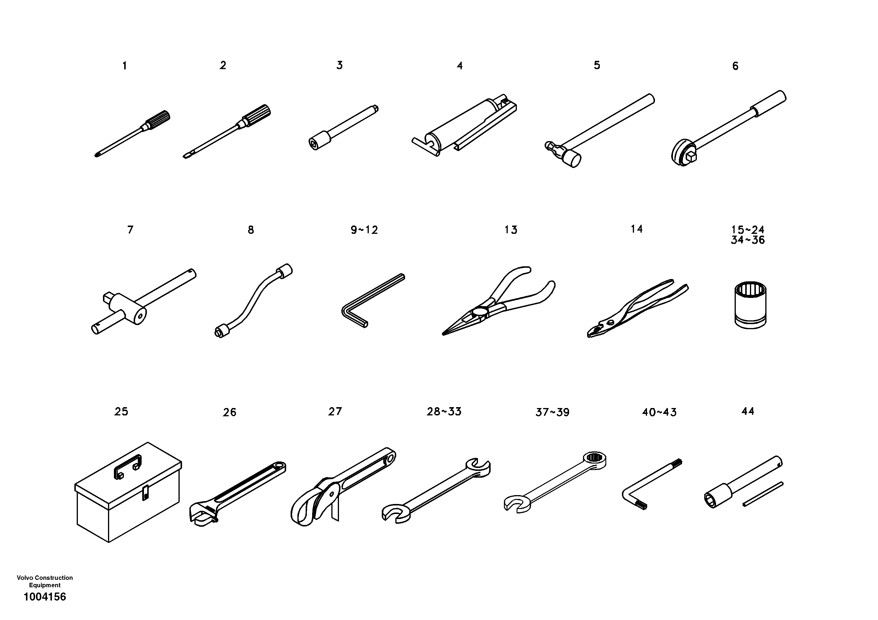 Схема запчастей Volvo EW170 - 4447 Инструменты для ремонта EW170 SER NO 3031-