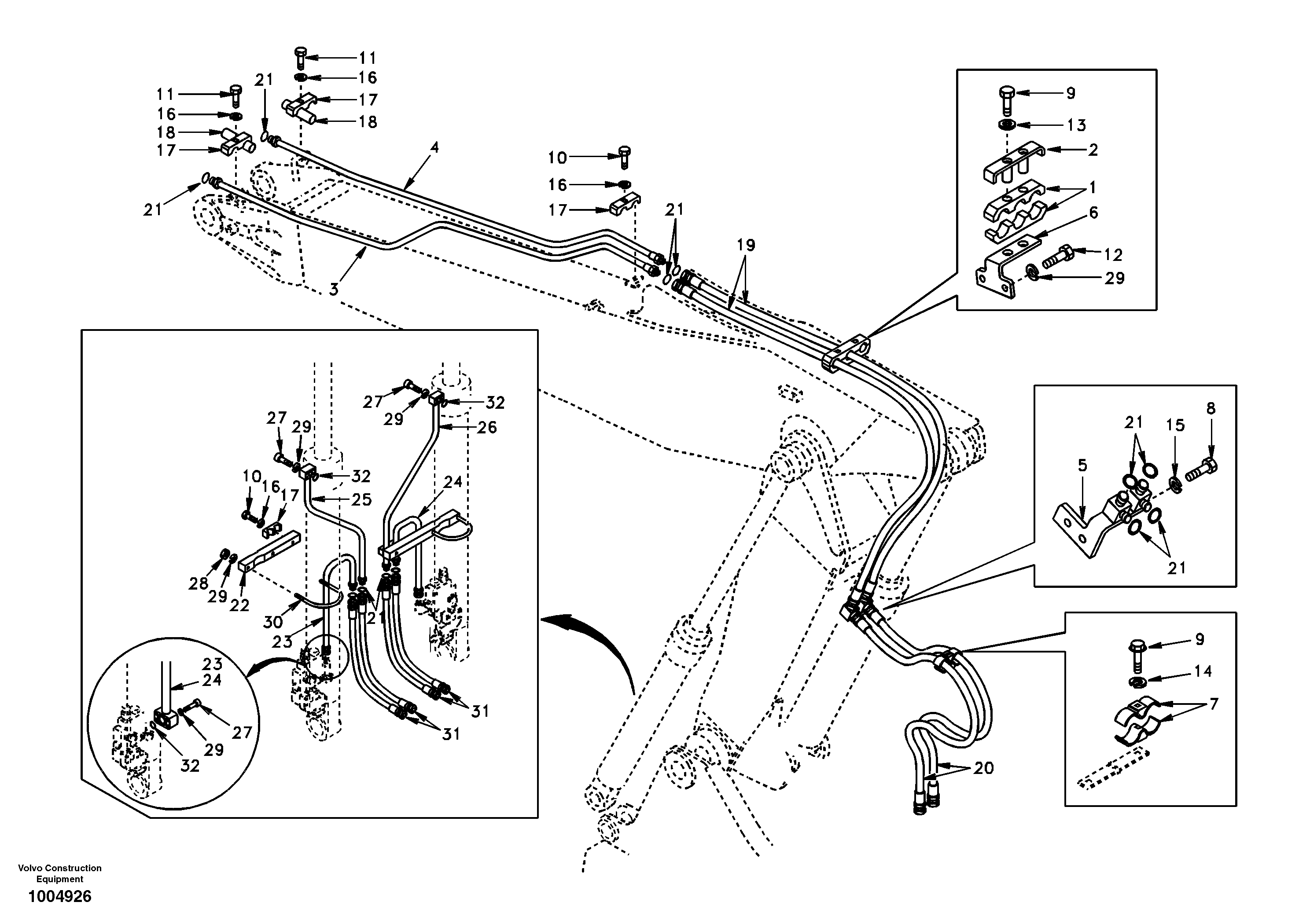 Схема запчастей Volvo EW170 - 36924 Working hydraulic, adjustable boom EW170 & EW180 SER NO 3031-