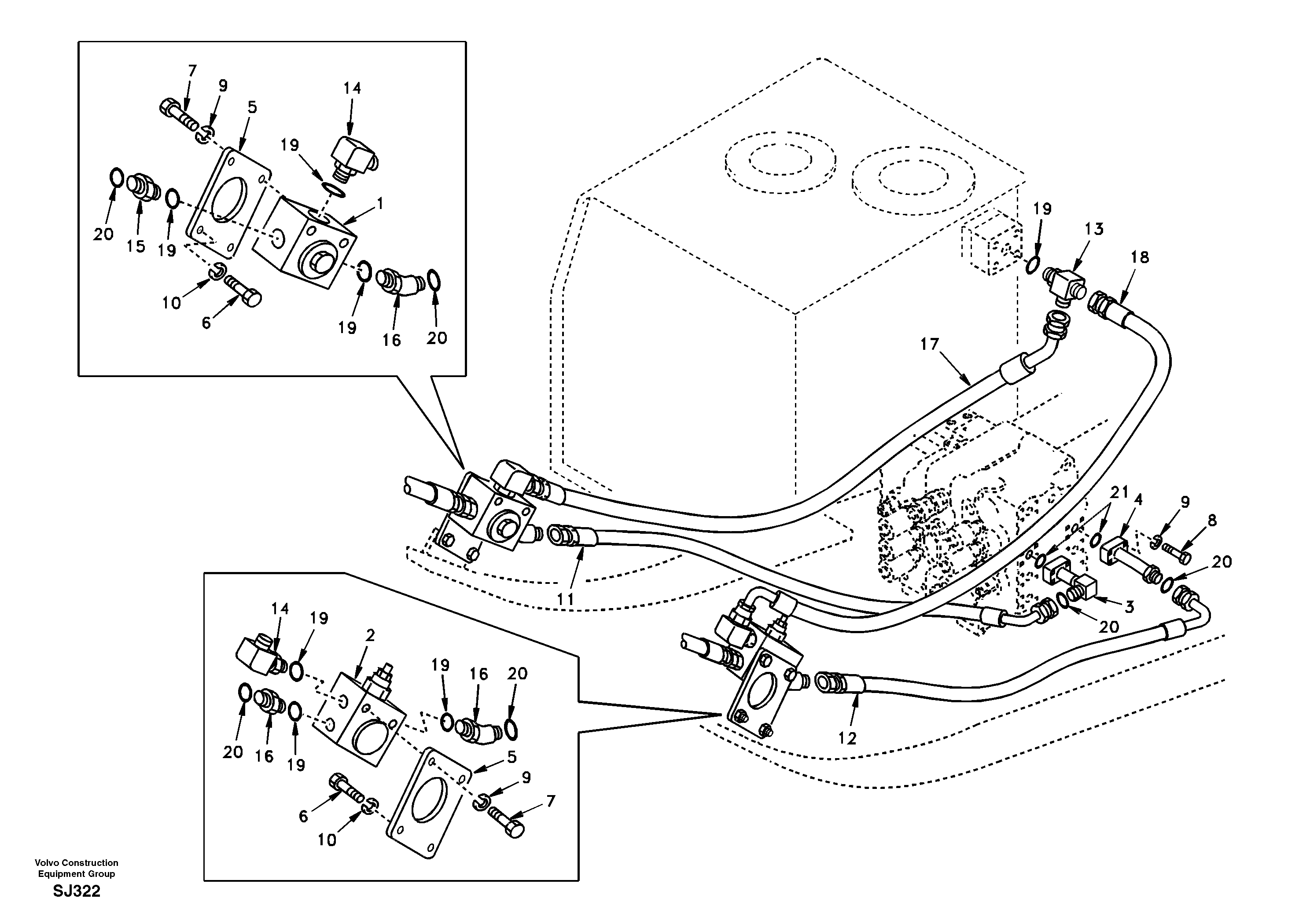 Схема запчастей Volvo EW170 - 48594 Working hydraulic, hammer and shear for upper EW170 & EW180 SER NO 3031-