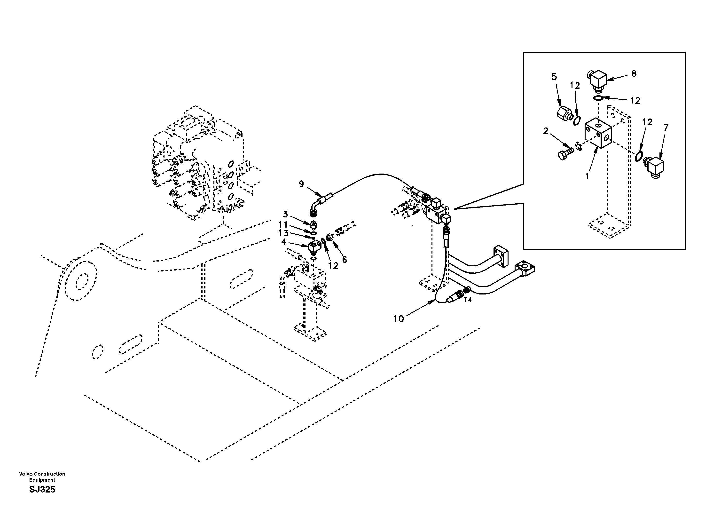 Схема запчастей Volvo EW170 - 60296 Working hydraulic, hammer and shear for 2nd pump flow EW170 & EW180 SER NO 3031-