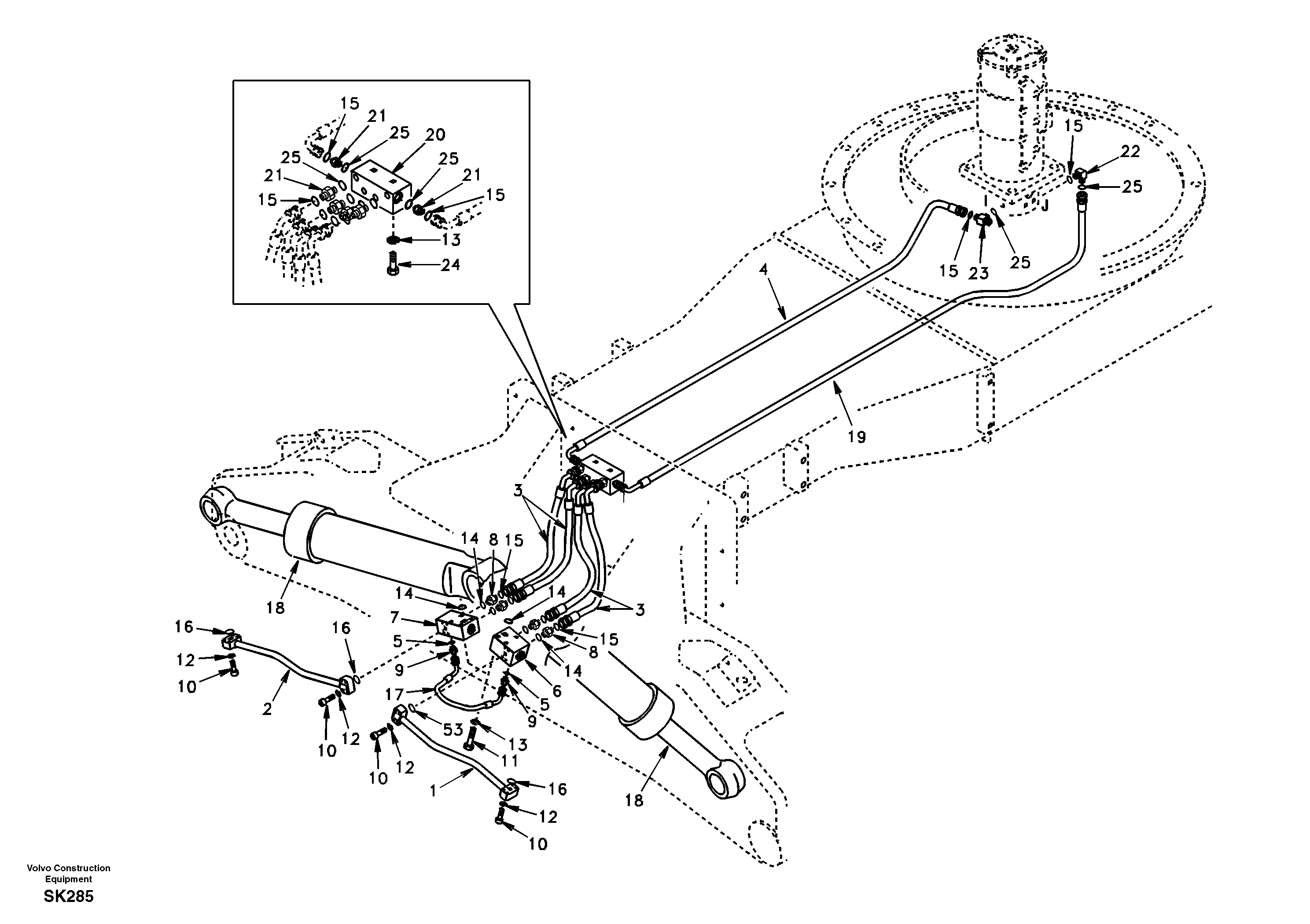 Схема запчастей Volvo EW170 - 32132 Working hydraulic, front outrigger EW170 SER NO 3031-