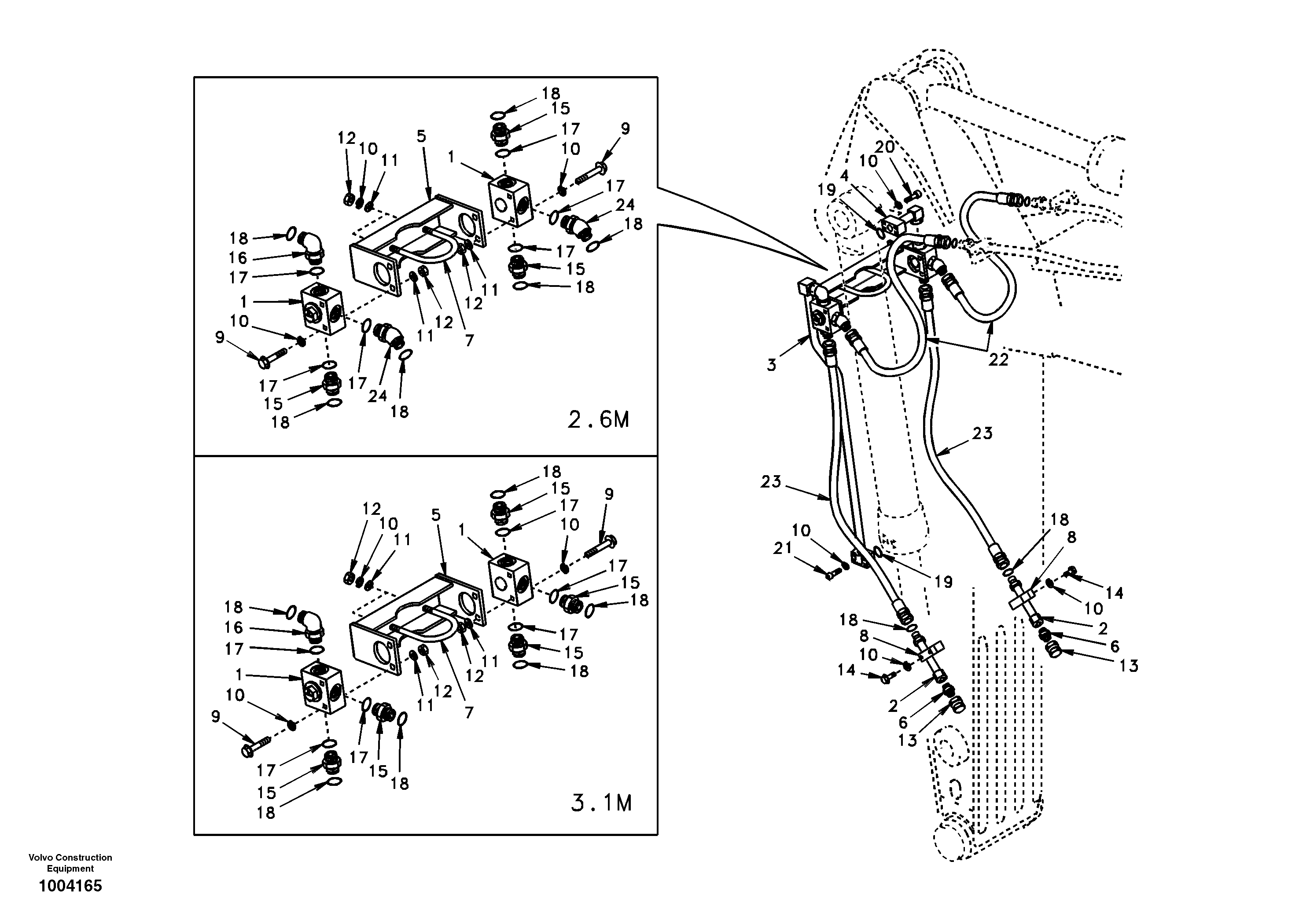 Схема запчастей Volvo EW170 - 55821 Working hydraulic, clamshell EW170 SER NO 3031-