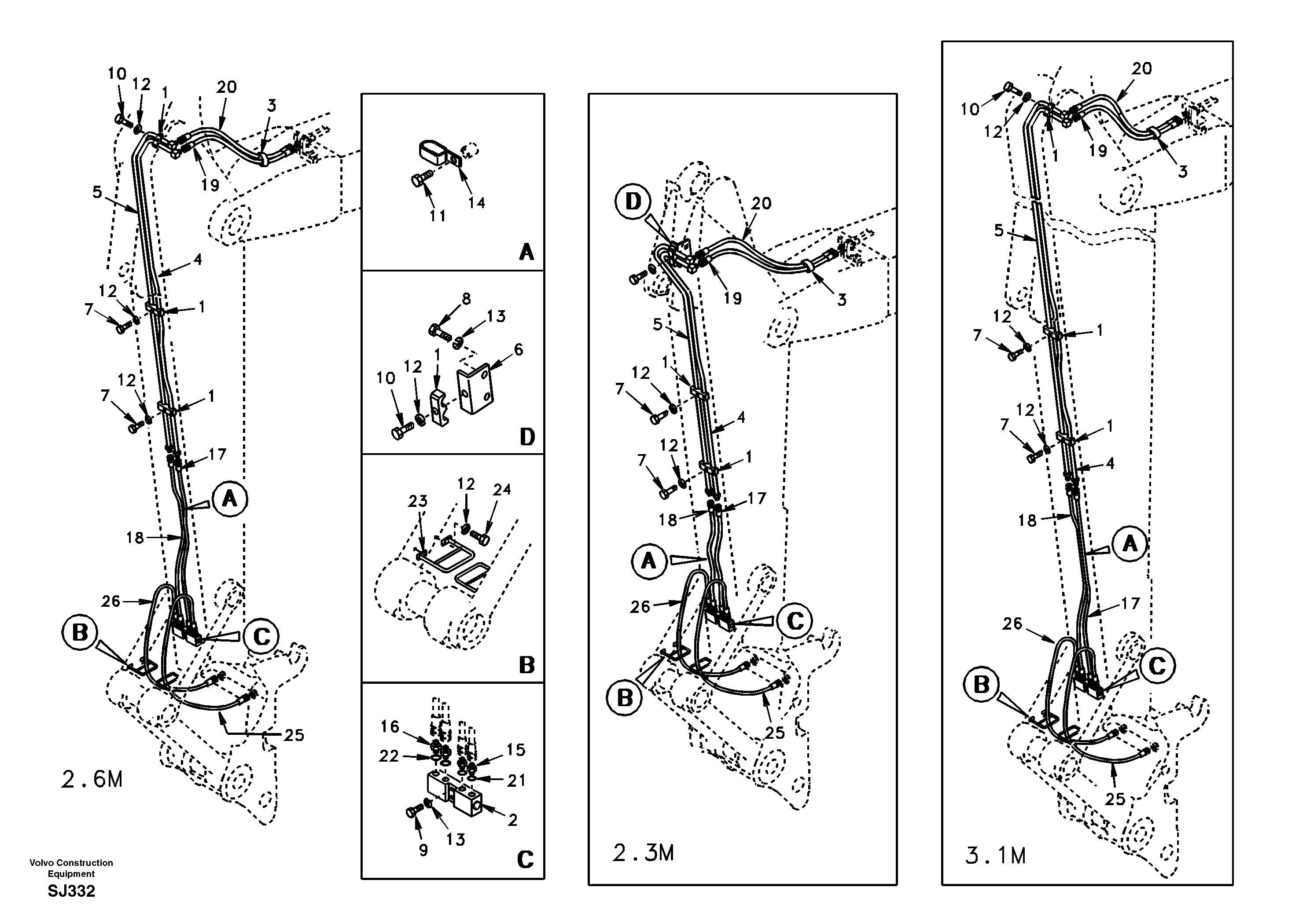 Схема запчастей Volvo EW170 - 76494 Quickfit hydraulic, dipper arm EW170 & EW180 SER NO 3031-
