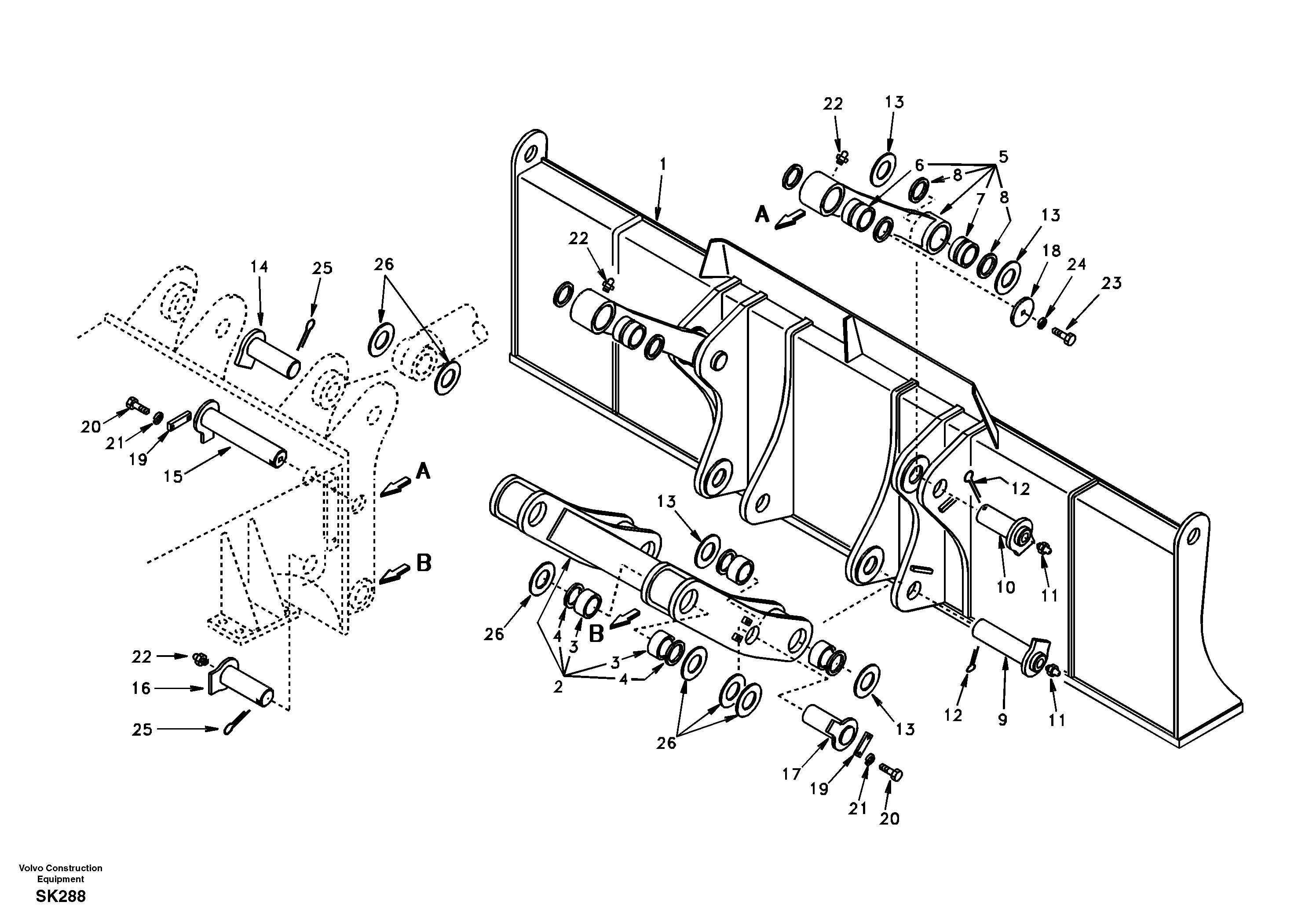 Схема запчастей Volvo EW170 - 88782 Dozer blade, rear EW170 SER NO 3031-