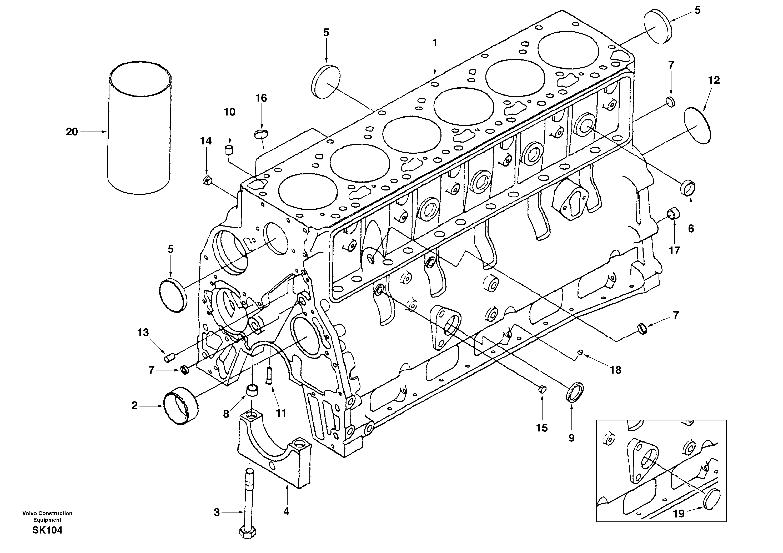 Схема запчастей Volvo EW170 - 9877 Блок цилиндров EW170 SER NO 3031-