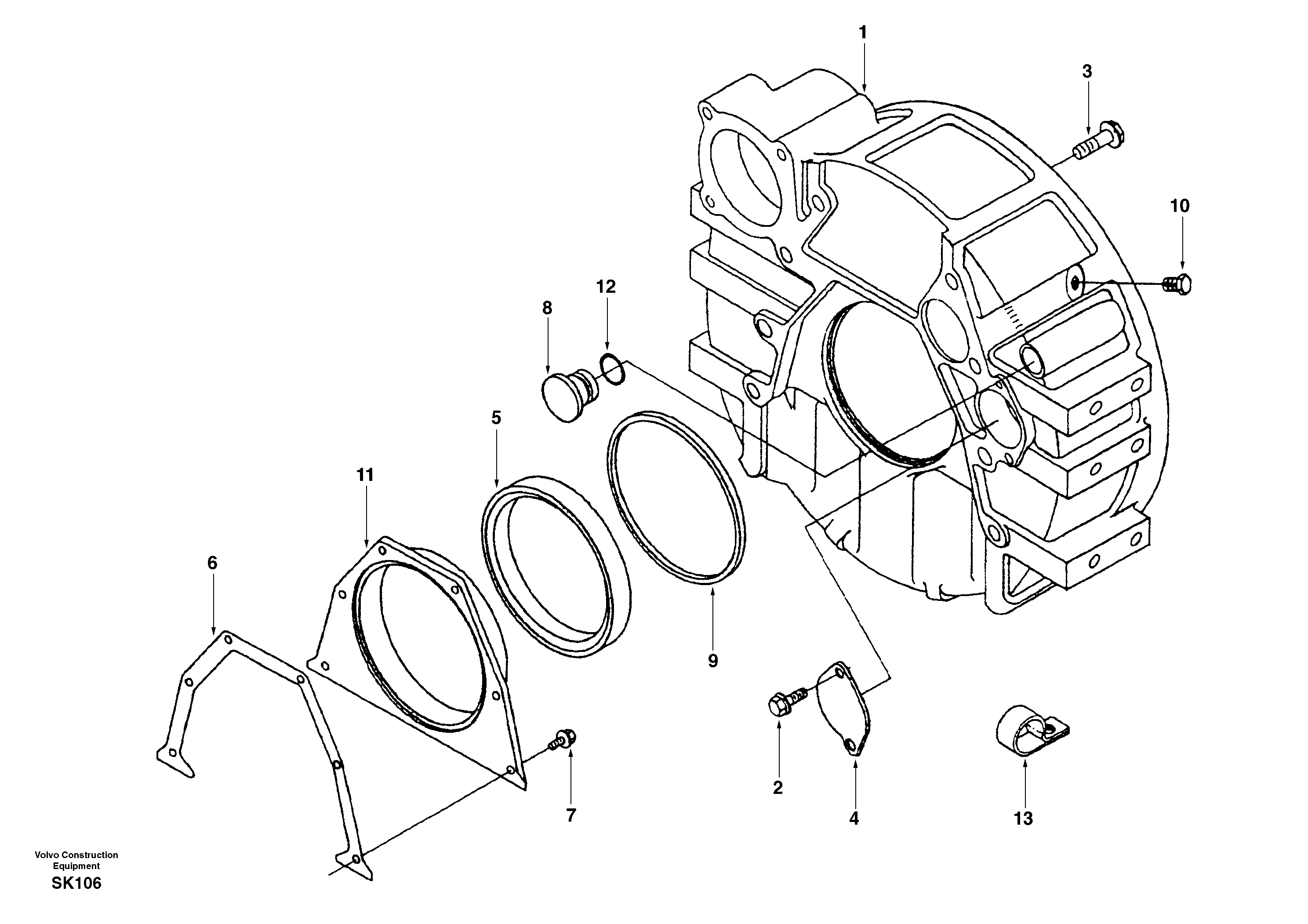Схема запчастей Volvo EW170 - 9880 Картер маховика EW170 SER NO 3031-