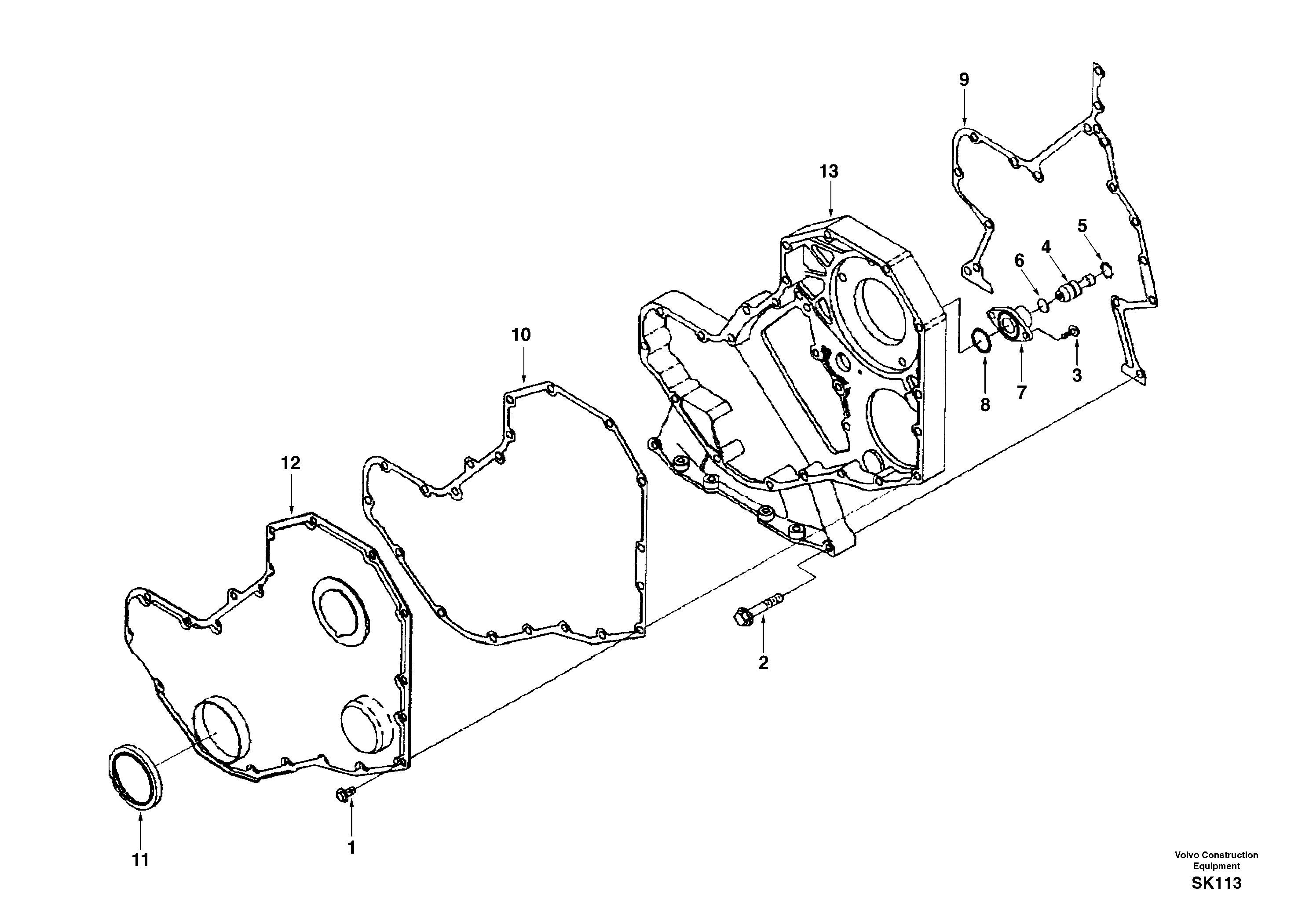 Схема запчастей Volvo EW170 - 9894 Timing gear casing EW170 SER NO 3031-