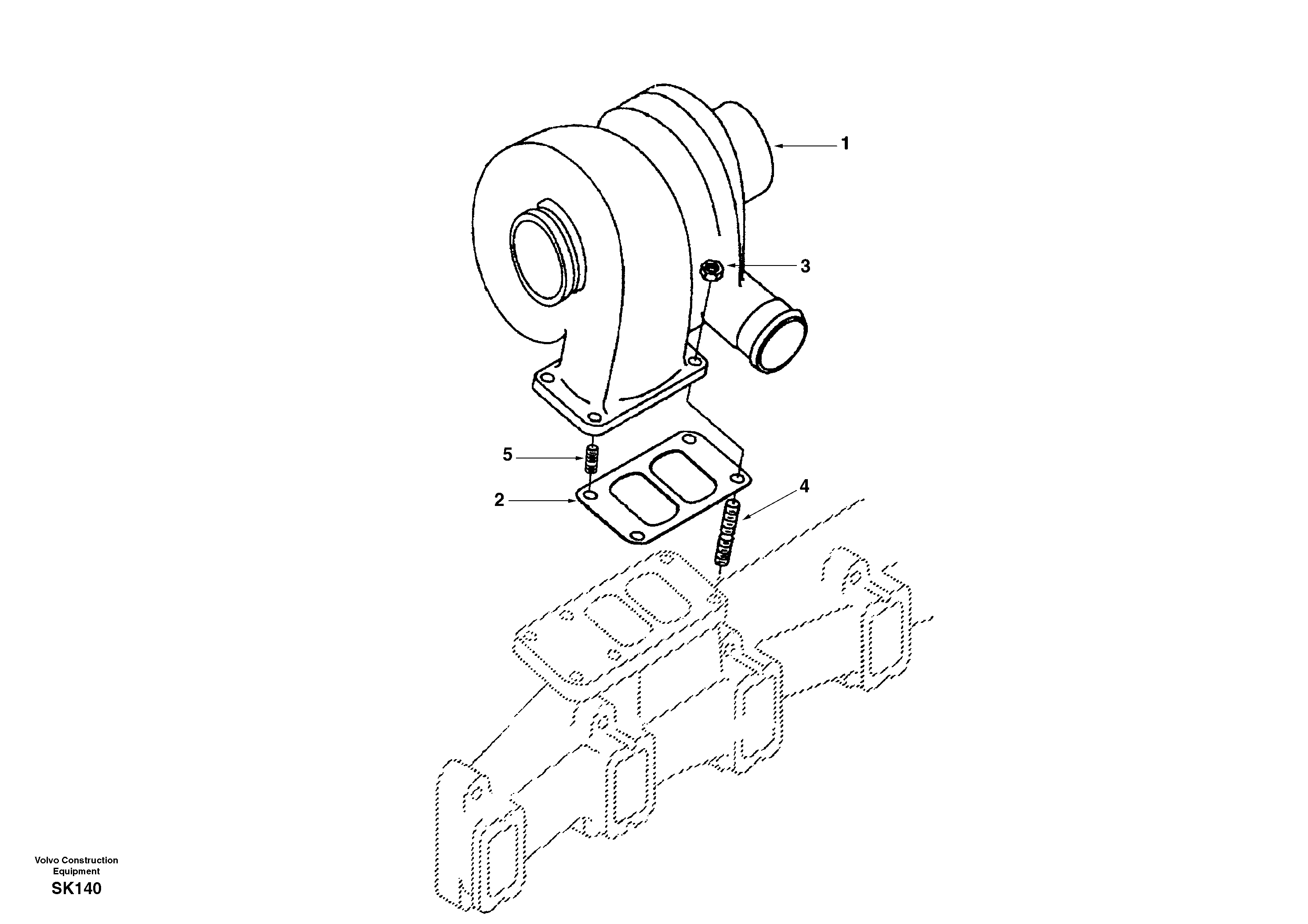 Схема запчастей Volvo EW170 - 13444 Турбокомпрессор (турбина) с установочными деталями EW170 SER NO 3031-