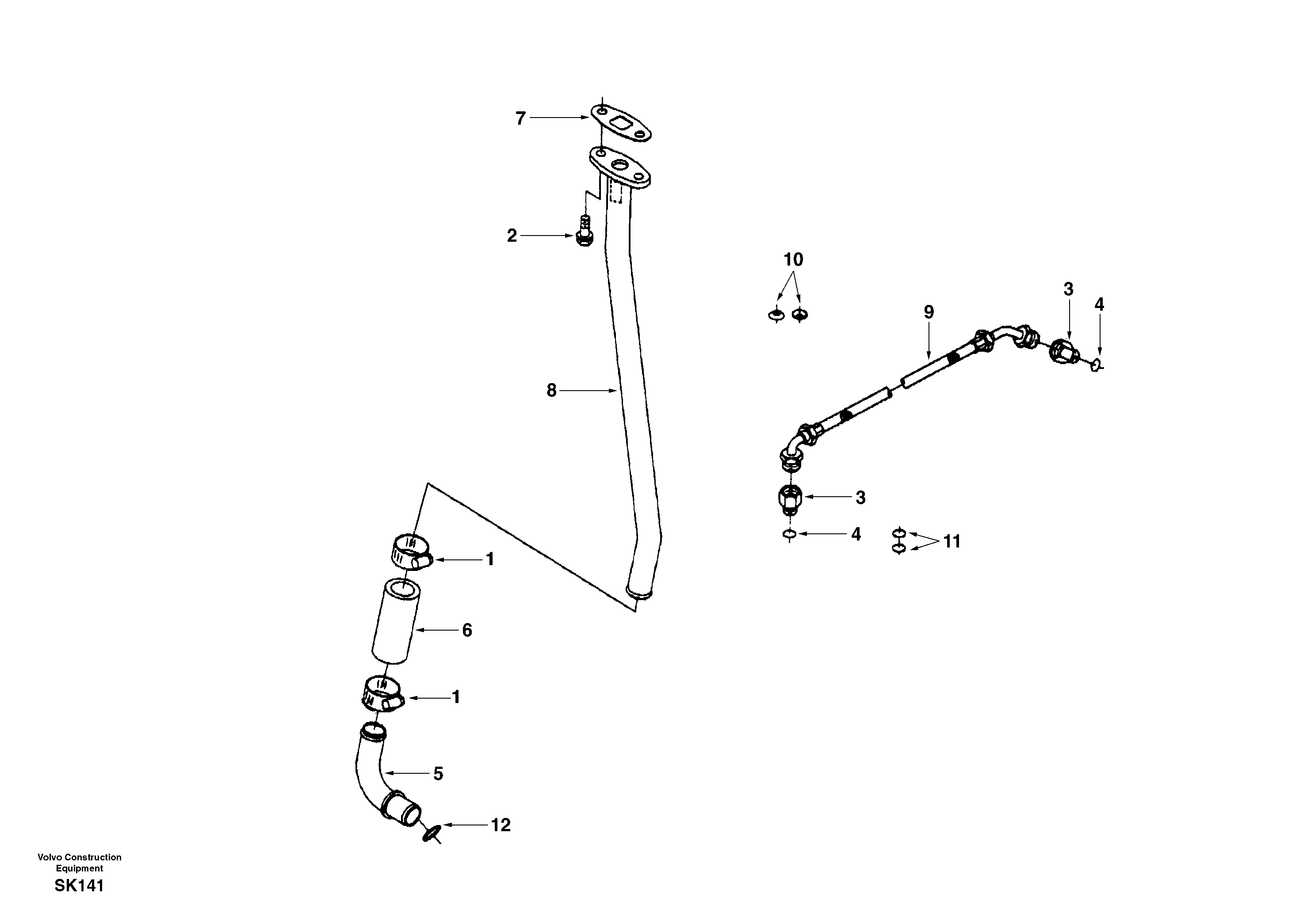 Схема запчастей Volvo EW170 - 13447 Turbocharger, plumbing EW170 SER NO 3031-