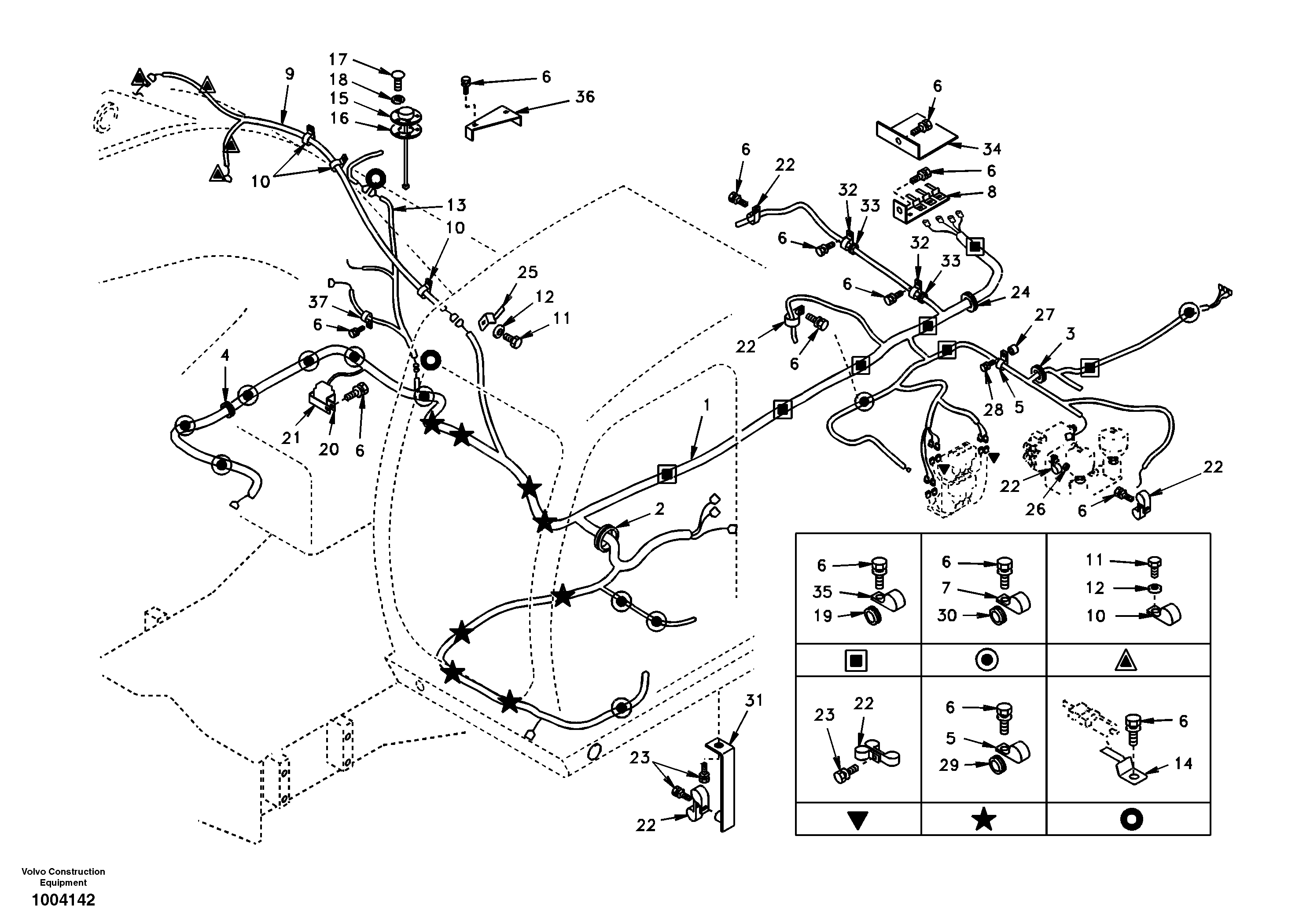 Схема запчастей Volvo EW170 - 14267 Cable and wire harness, main EW170 SER NO 3031-