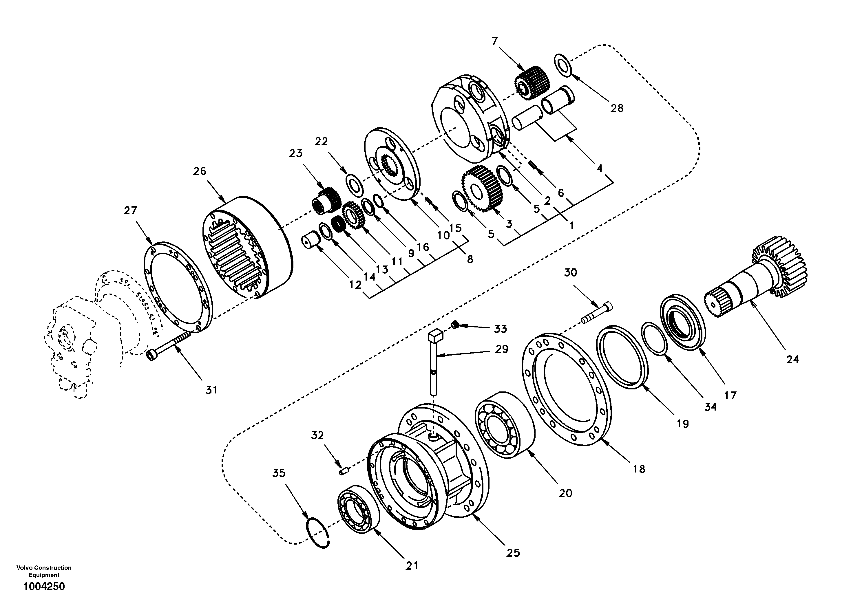 Схема запчастей Volvo EW170 - 48886 Swing gearbox EW170 SER NO 3031-